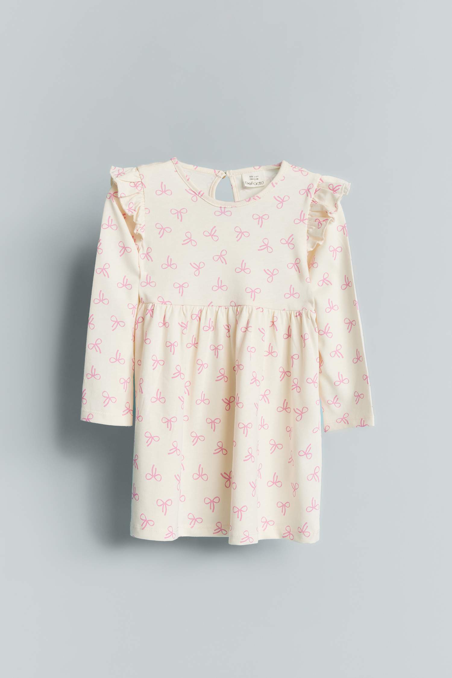 Kız Bebek Desenli Uzun Kollu Elbise