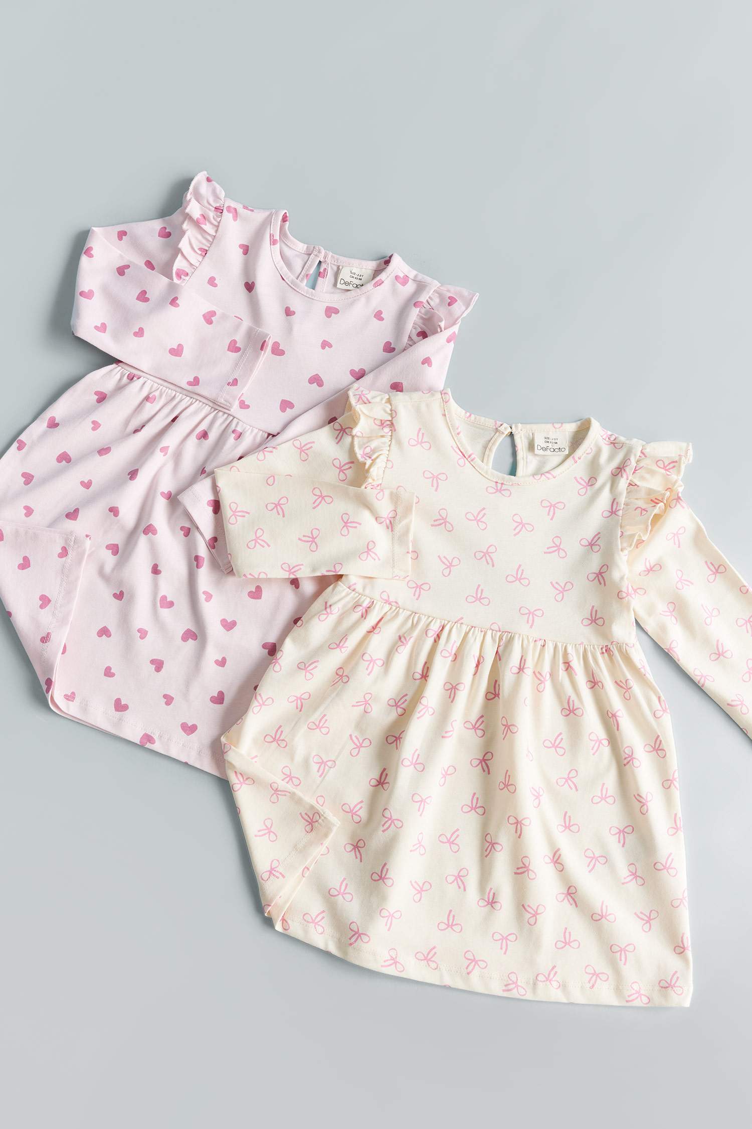 فستان بيبي بناتي قصة عادية ردن طويل بياخة مستديرة