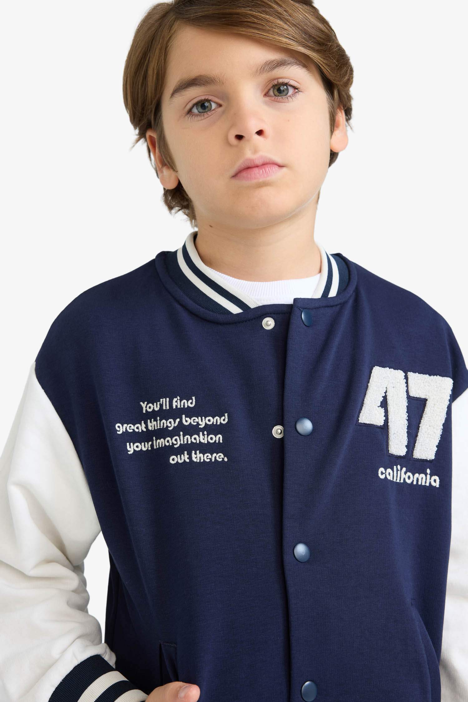 Boy Printed College Collar Bomber Jacket
