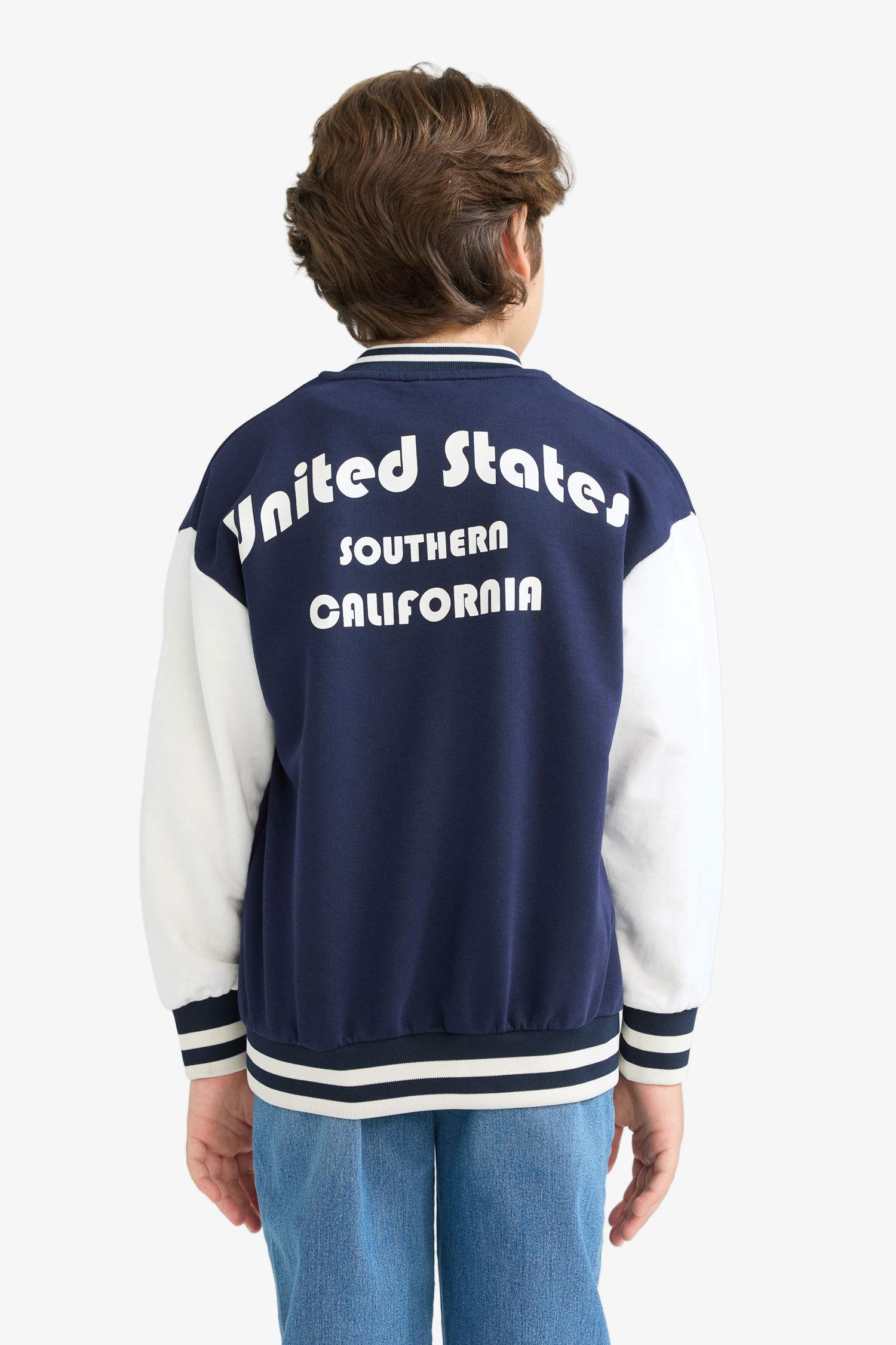 Boy Printed College Collar Bomber Jacket