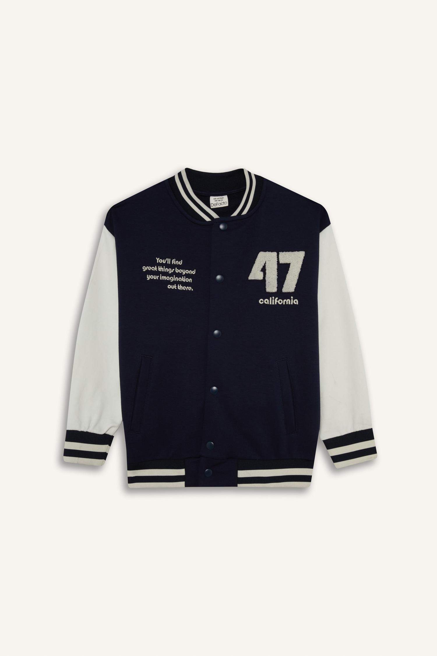 Boy Printed College Collar Bomber Jacket