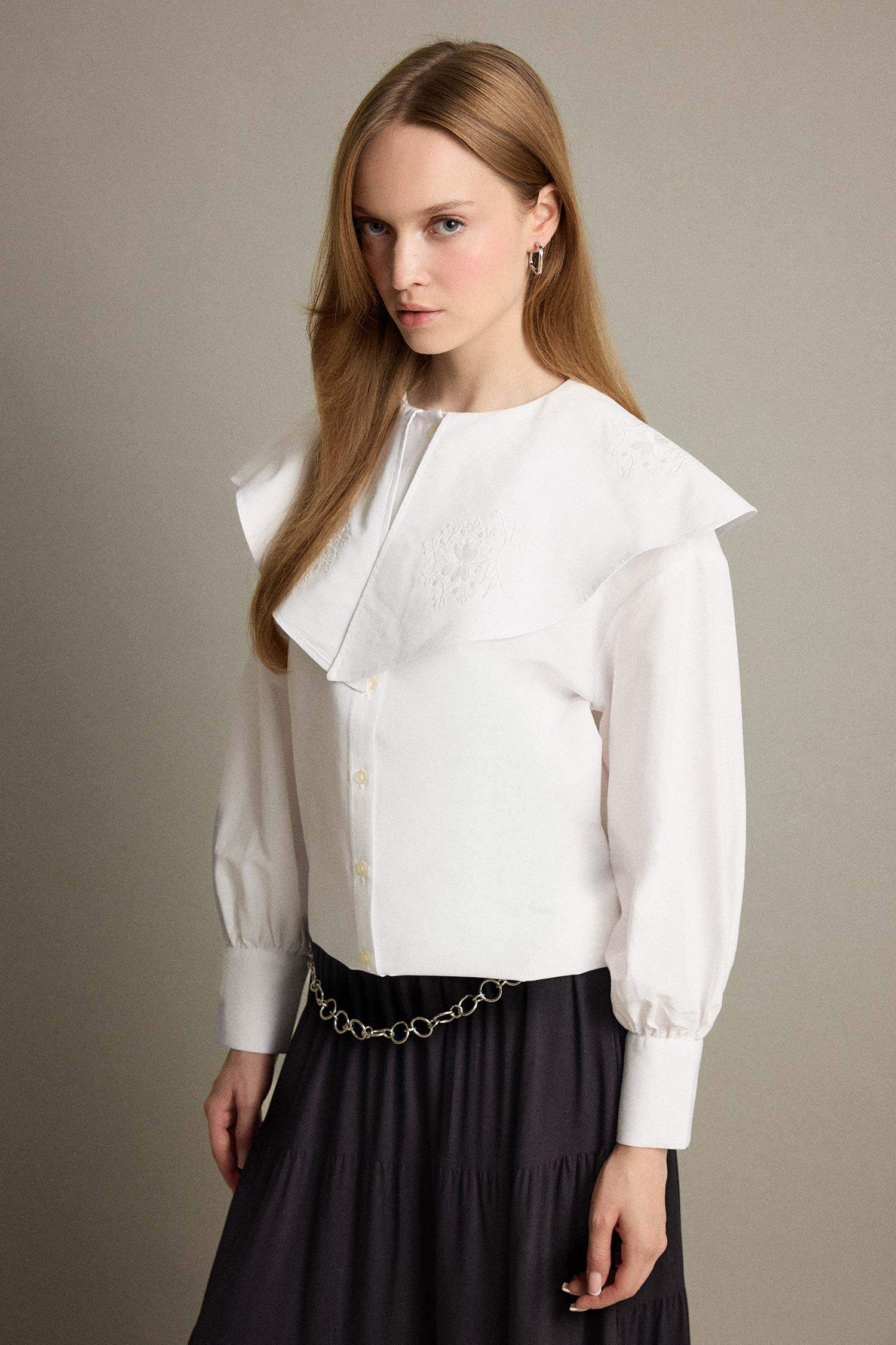 تونيكة كم طويل بوبلين قصة مريحة