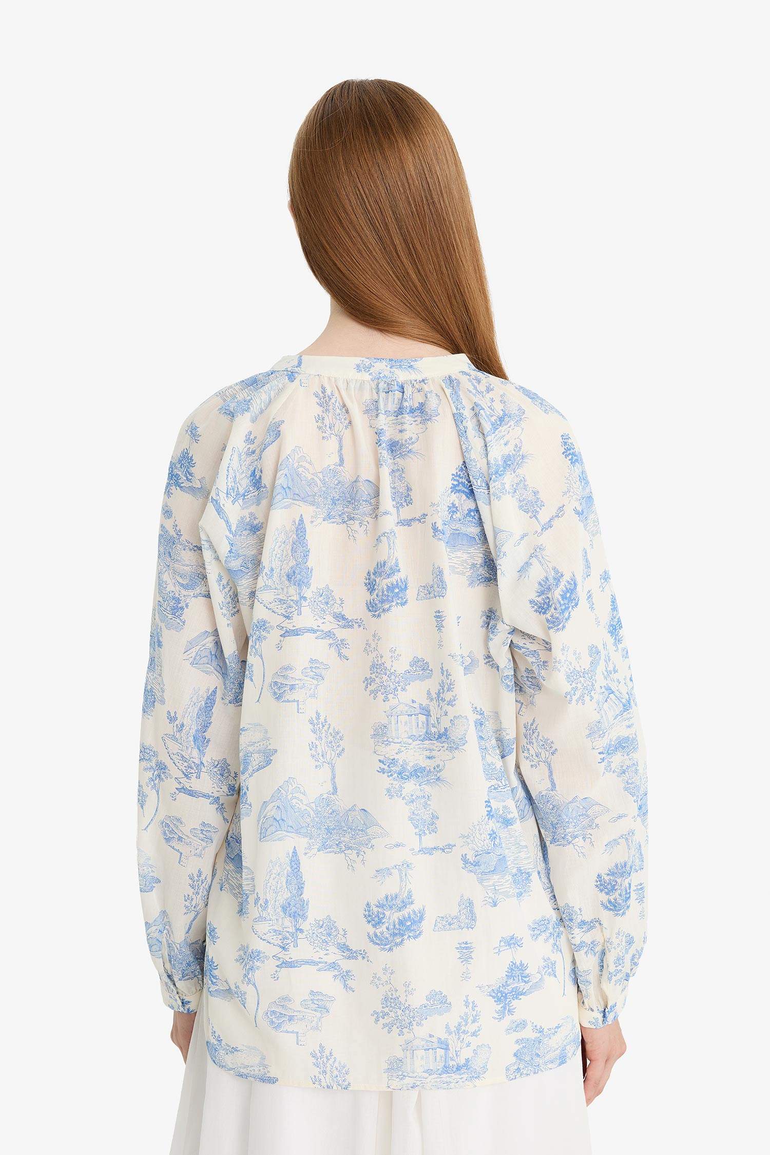 Relax Fit Voile Printed Long Sleeve Tunic