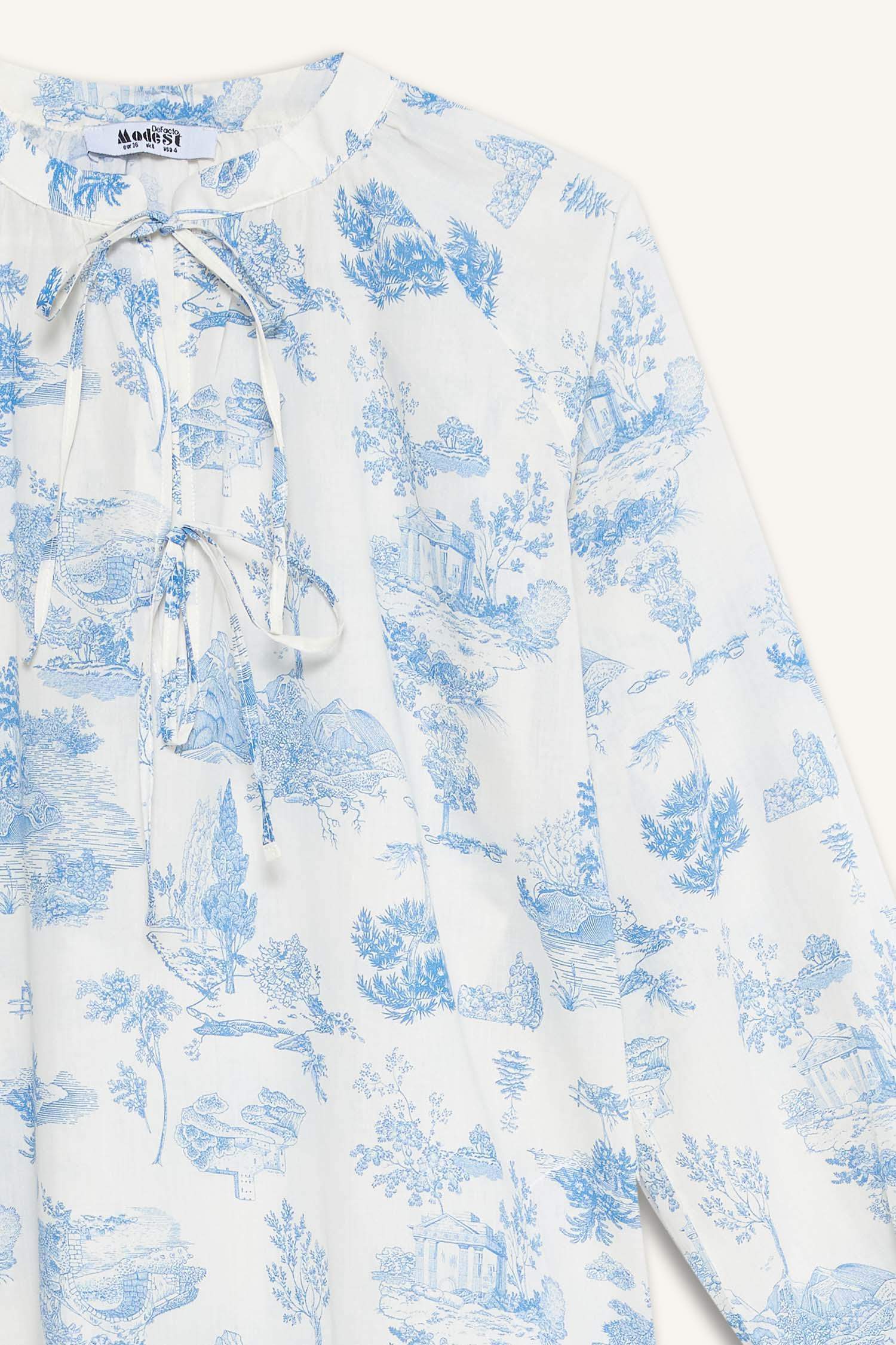 Relax Fit Voile Printed Long Sleeve Tunic