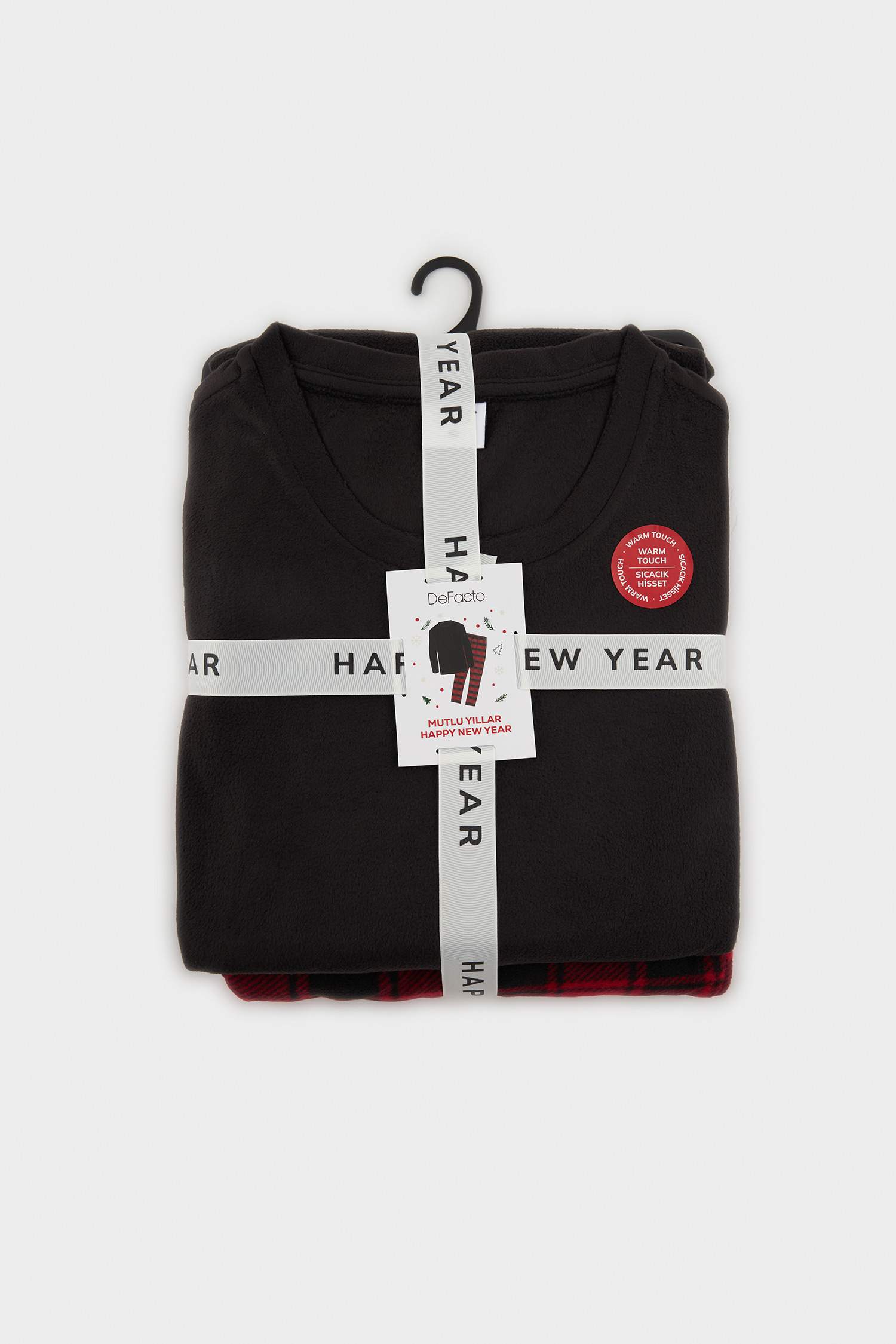 Pijama Takımı Regular Fit Polar Uzun Kollu Üst Ekose Desenli Uzun Alt