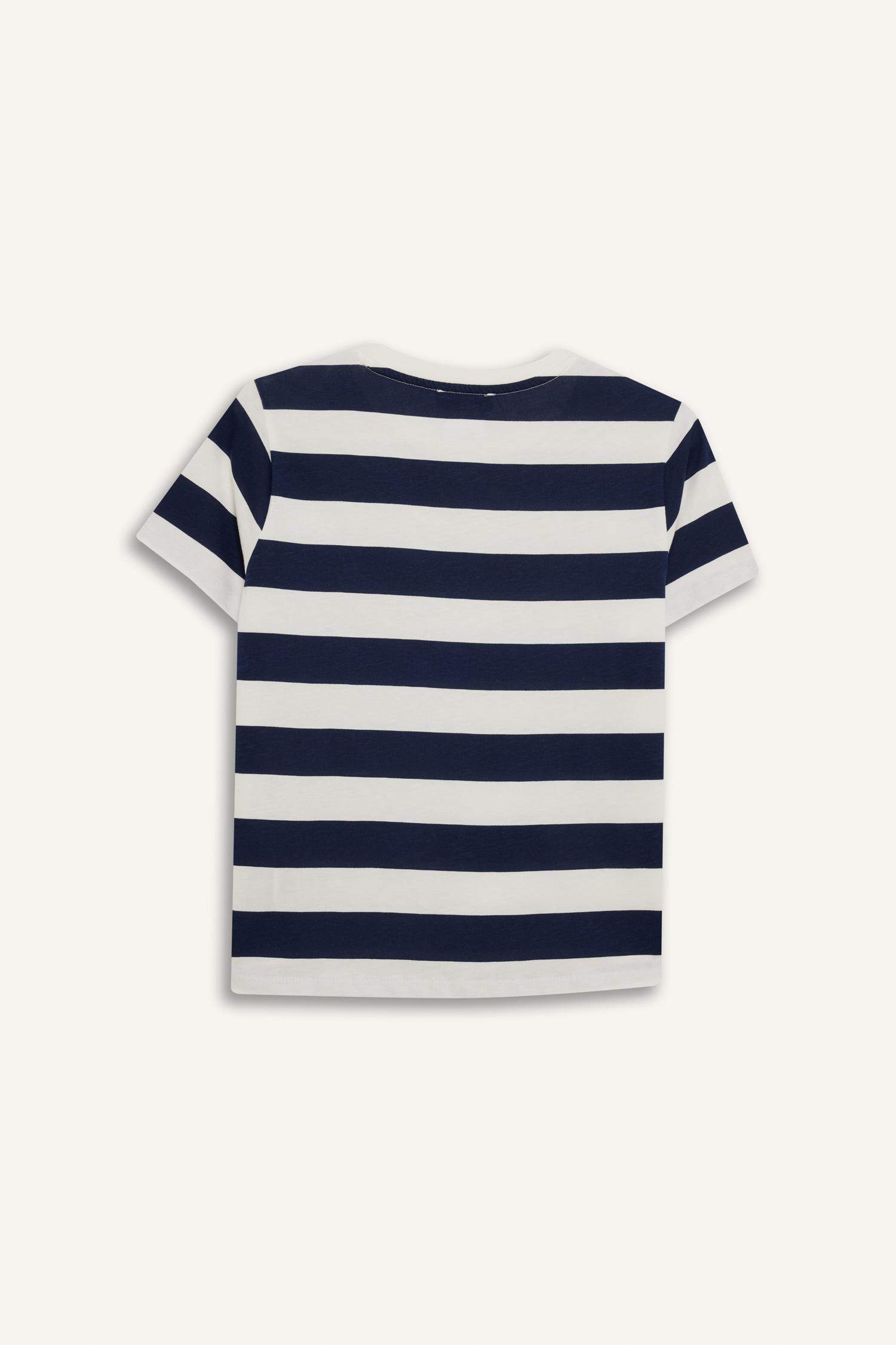 Coool Hello Kitty Çizgili Bisiklet Yaka Kısa Kollu Tişört