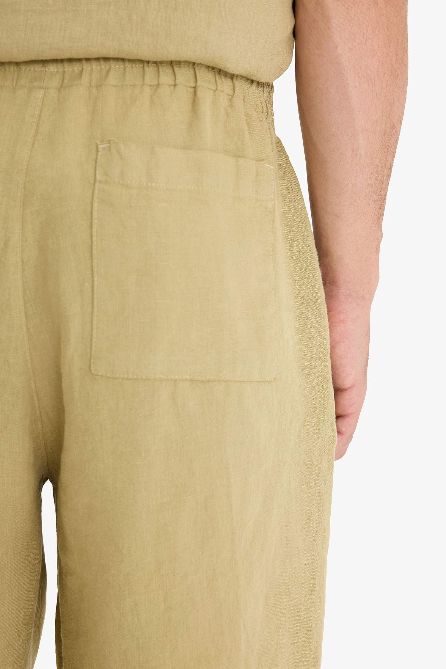 %100 Keten Relax Fit Bermuda Şort