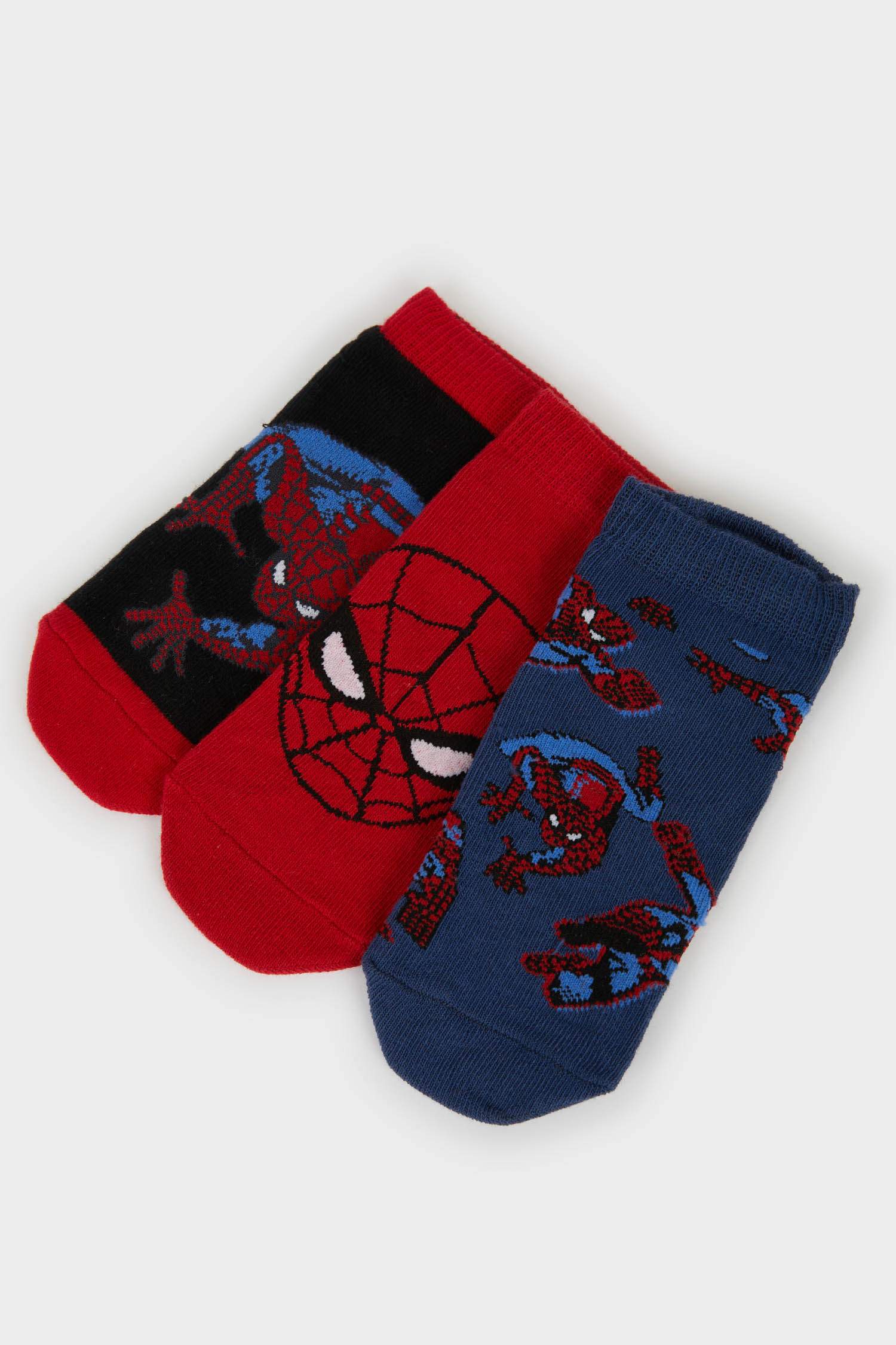 Erkek Çocuk Marvel Spiderman 3'lü Pamuklu Patik Çorap