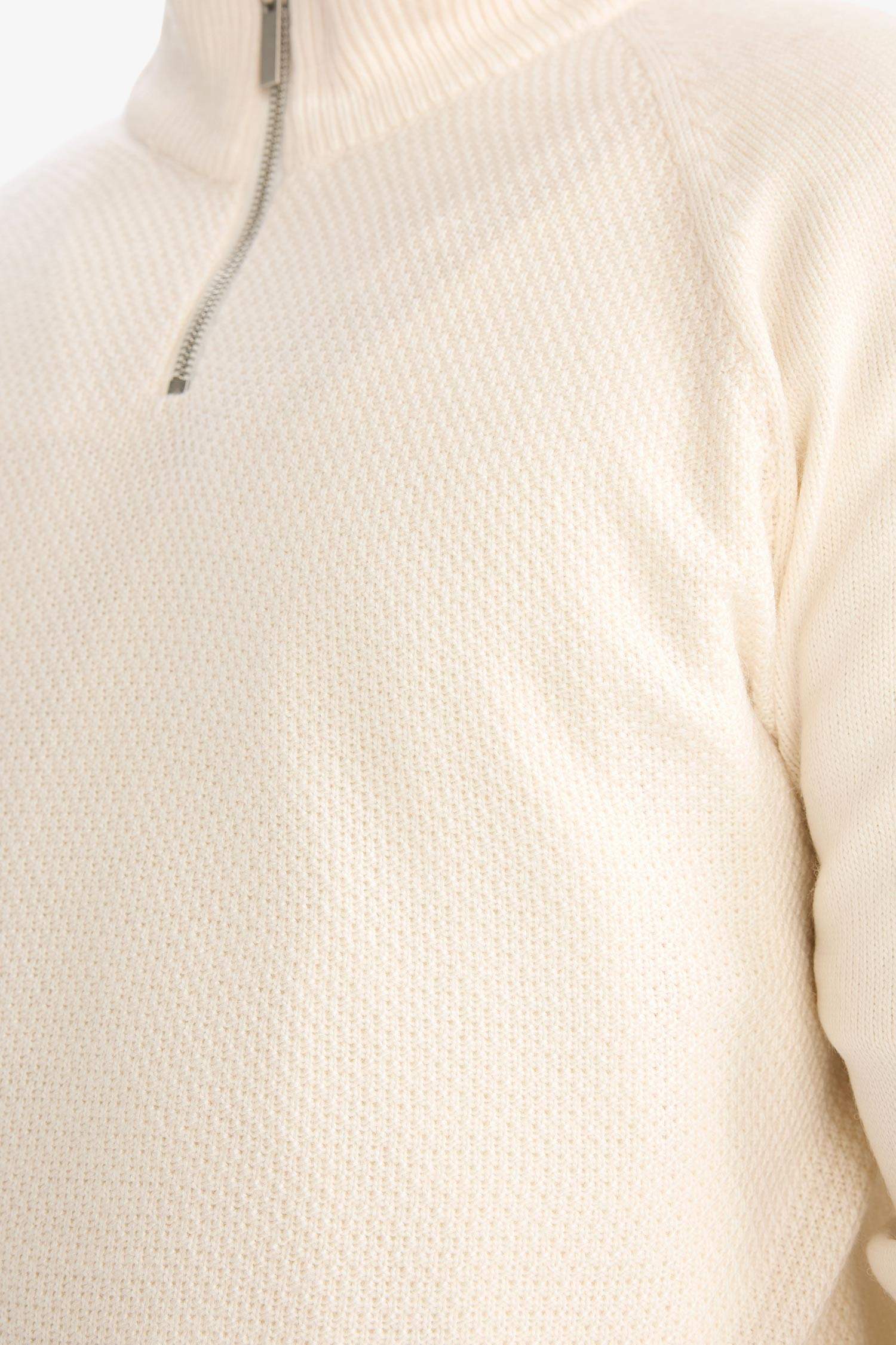 Standart Fit Fermuarlı Yaka Triko Kazak