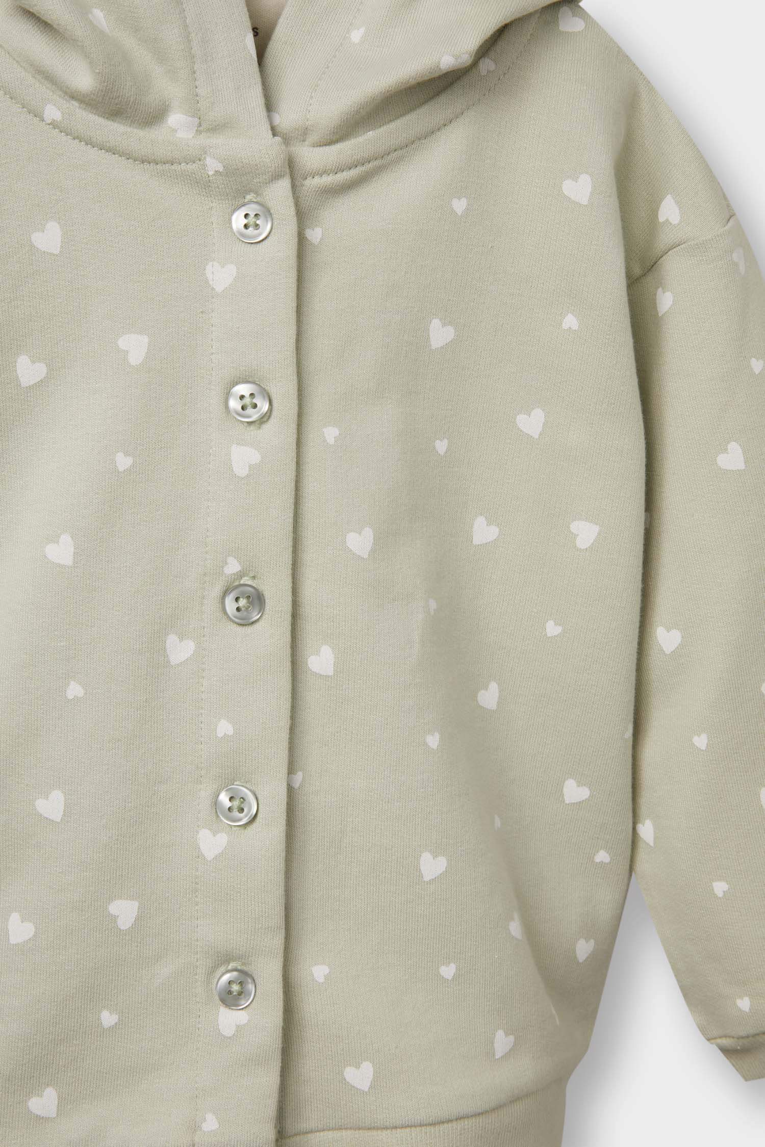 Kız Bebek 3'lü Takım Kapüşonlu Çıtçıtlı Hırka Baskılı Uzun Kollu Tişört Alt