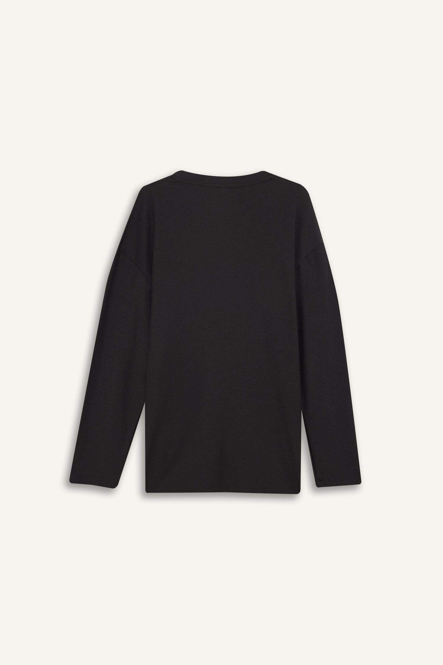 Boxy Fit Rahat Kesim Bisiklet Yaka Yumuşak Kumaş Basic Düz Sweatshirt