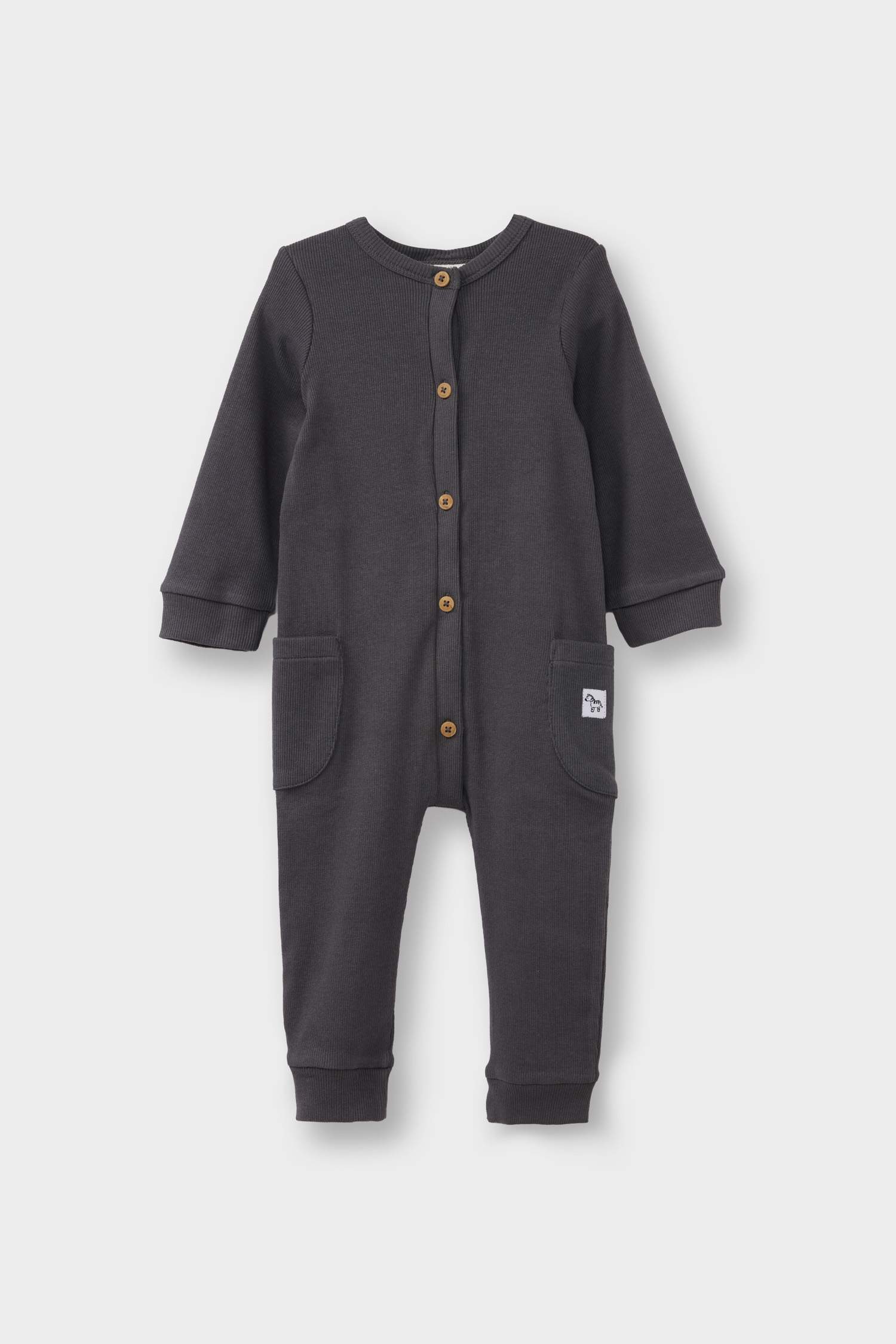 Erkek Bebek Yenidoğan Fitilli Kaşkorse Düğmeli Uzun Kollu Tulum