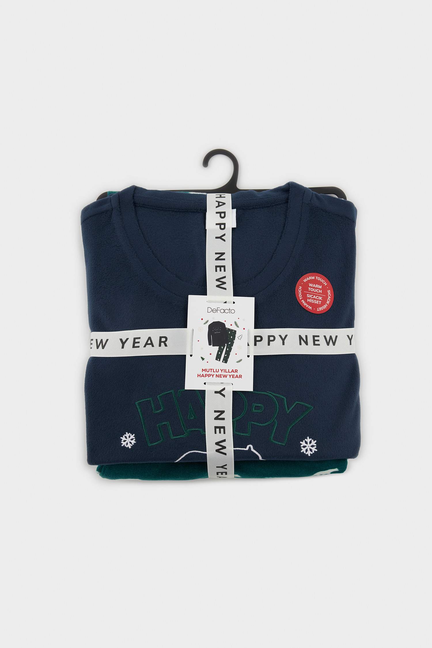 Pijama Takımı Regular Fit Polar Baskılı Uzun Kollu Üst Desenli Uzun Alt