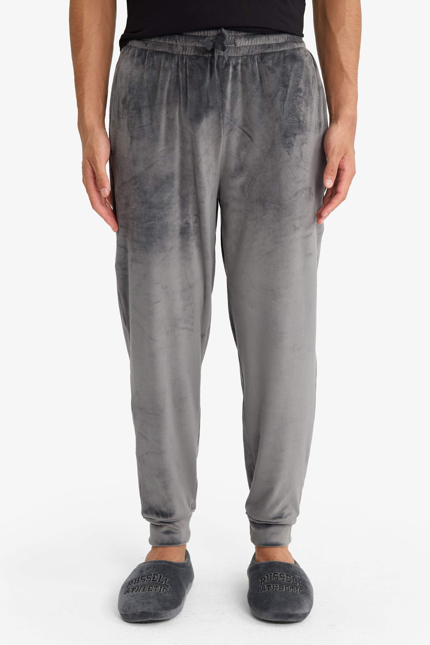 Regular Fit Cepli Kadife Pijama Altı