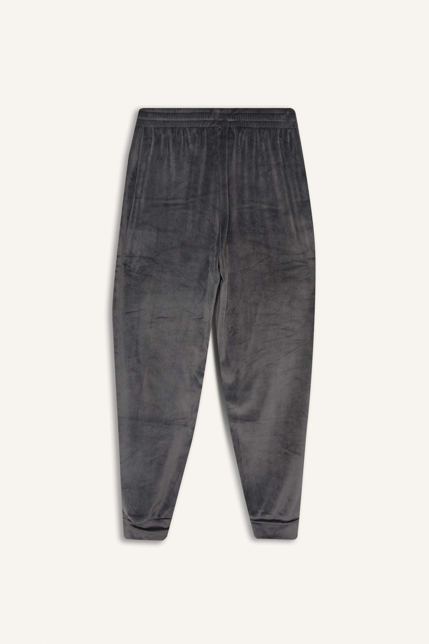 Regular Fit Cepli Kadife Pijama Altı