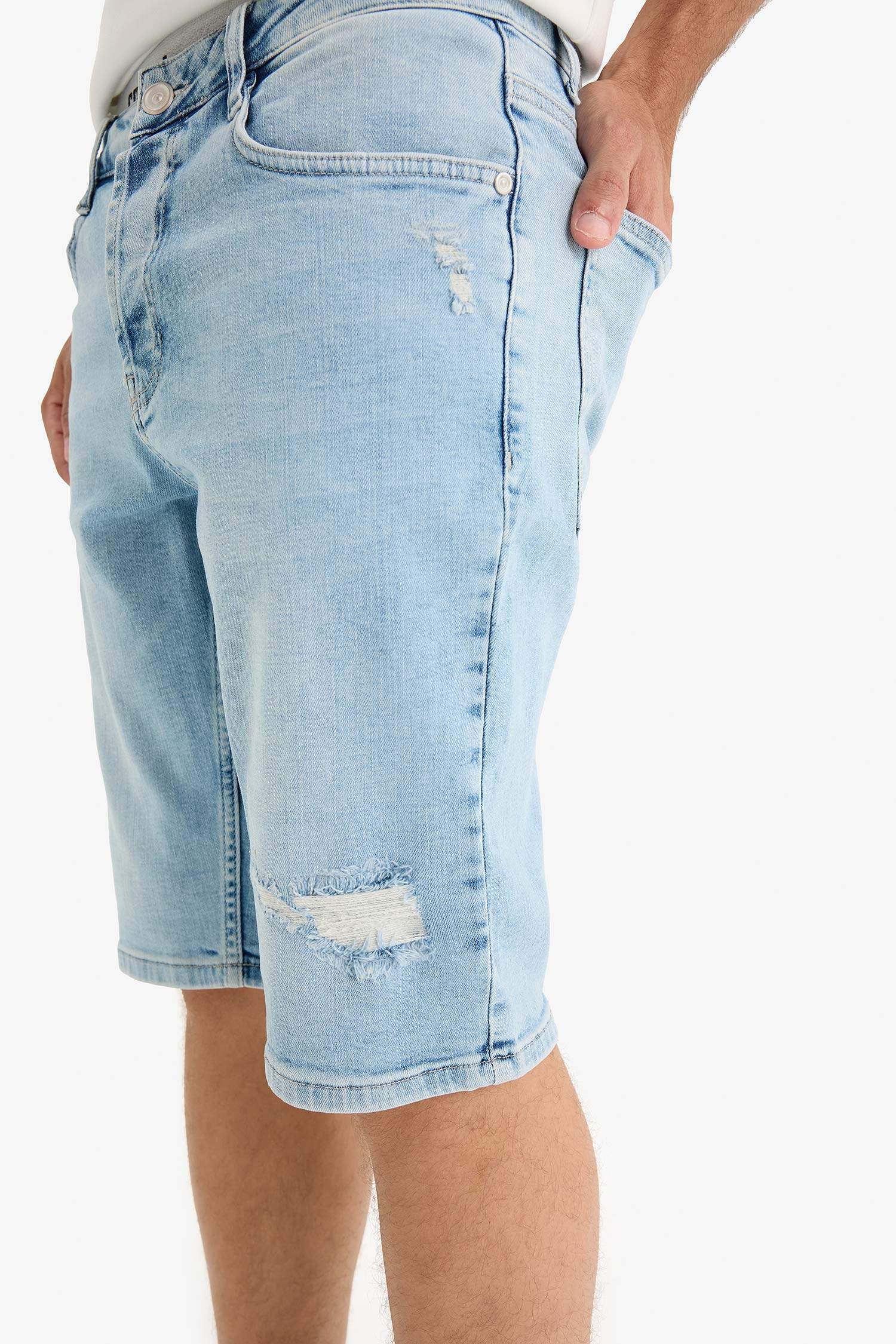 Slim Fit Denim Bermuda Shorts