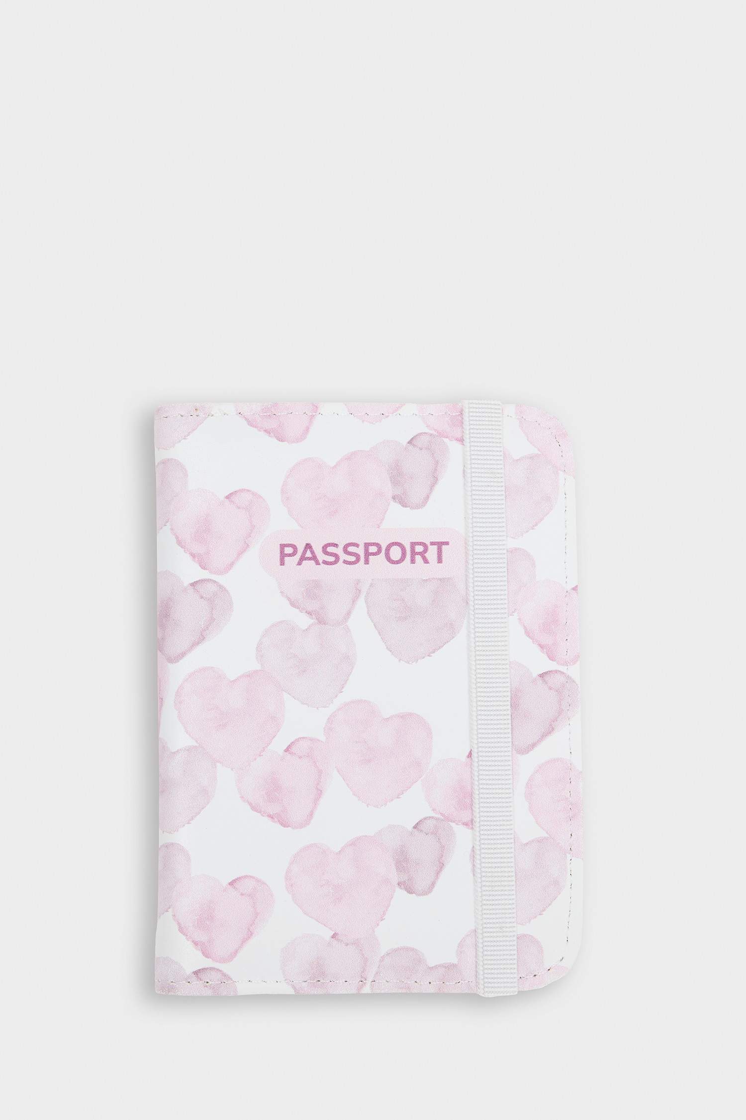 Kadın Kalp Desenli Suni Deri Pasaportluk ve Valiz İsimliği Set