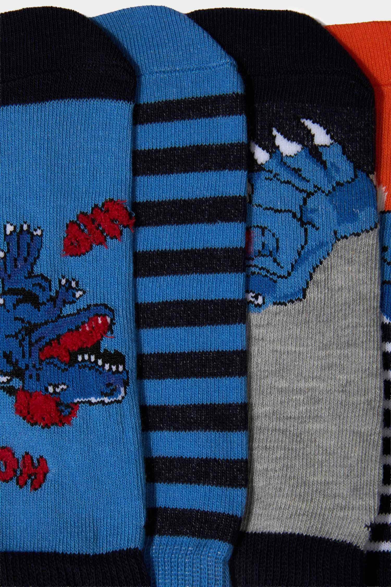 شرابات قصير اولادي قطن مطبوع - 5 قطع