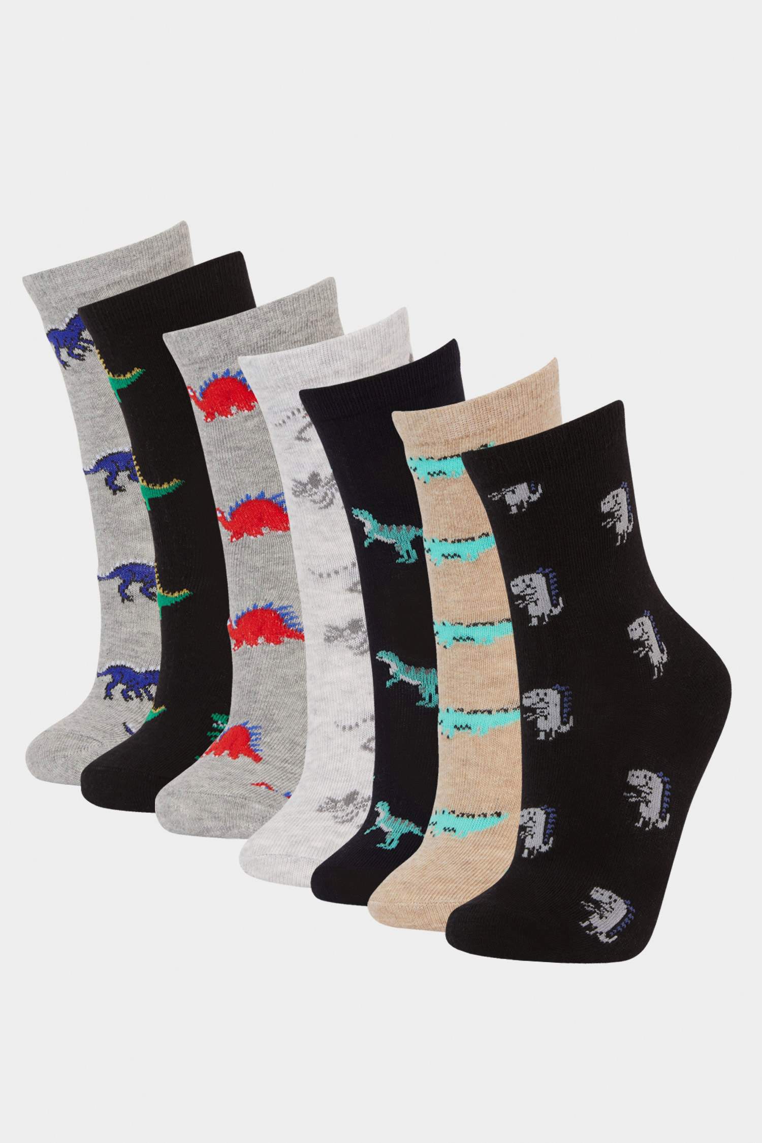 Lot de 5 paires de Chaussettes longues en coton à motifs dinosaures pour garçon