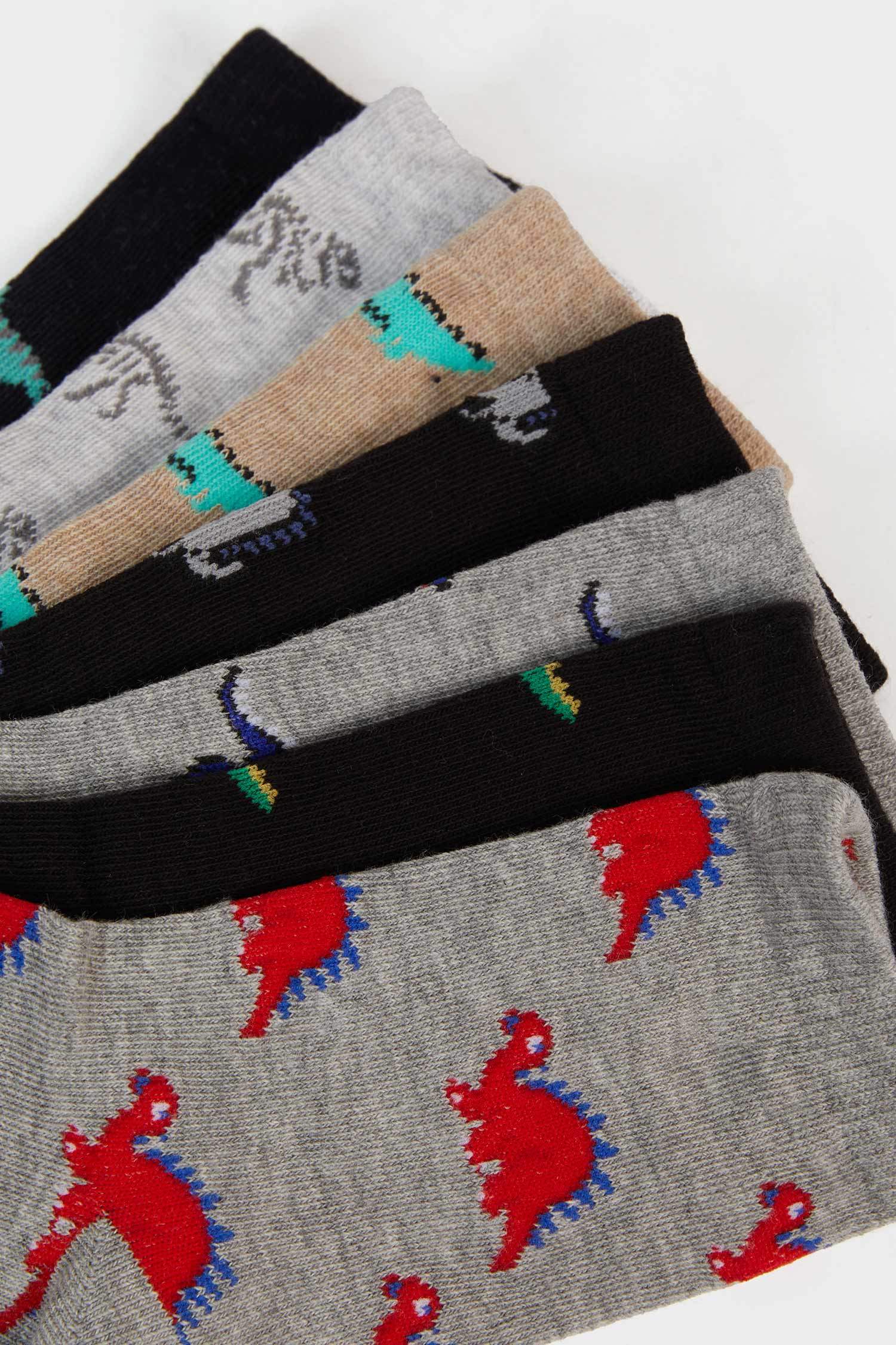 Lot de 5 paires de Chaussettes longues en coton à motifs dinosaures pour garçon