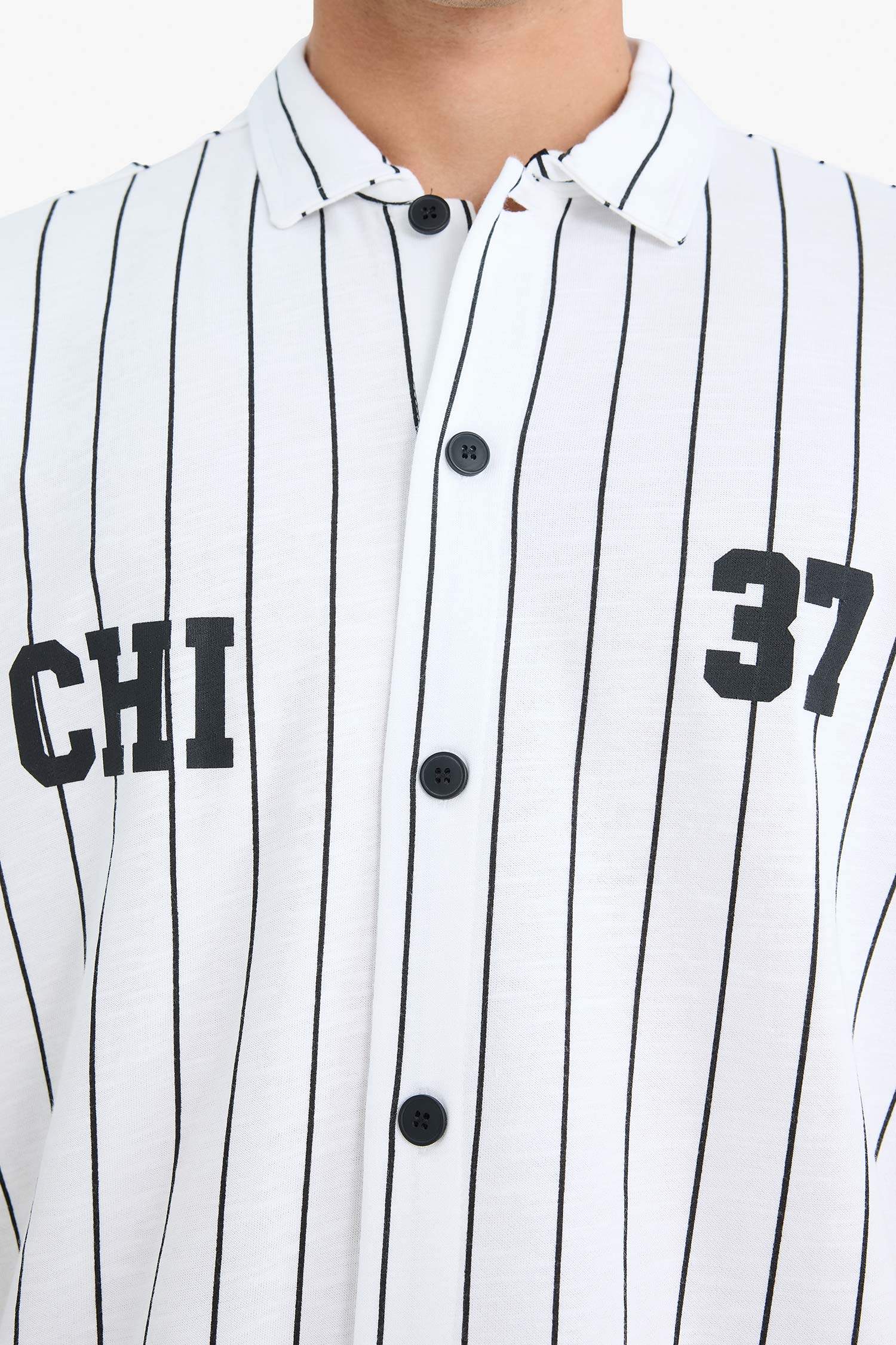 Relax Fit Polo Yaka Baskılı Kısa Kollu Gömlek