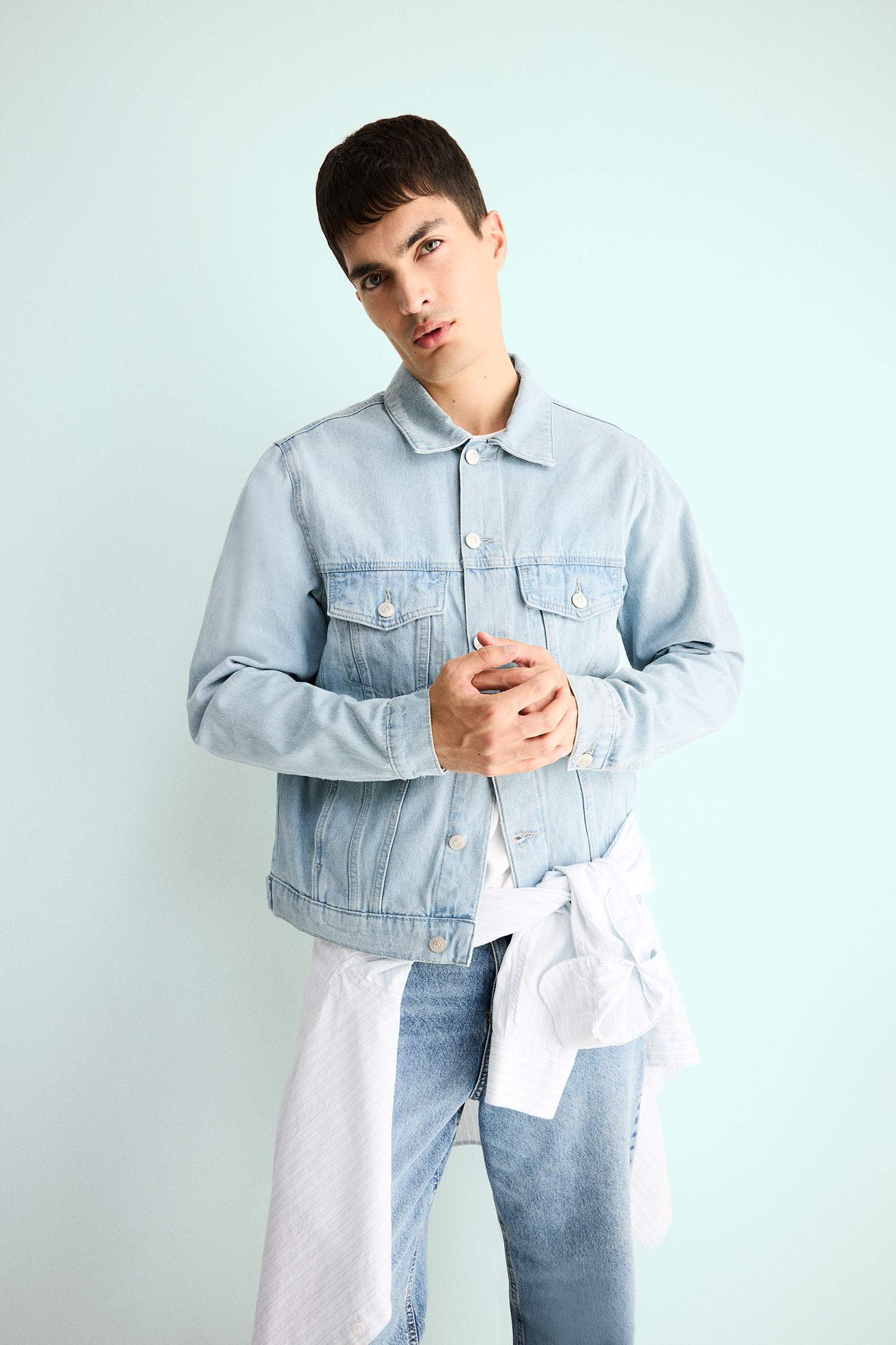 Regular Fit Düğmeli Denim Ceket