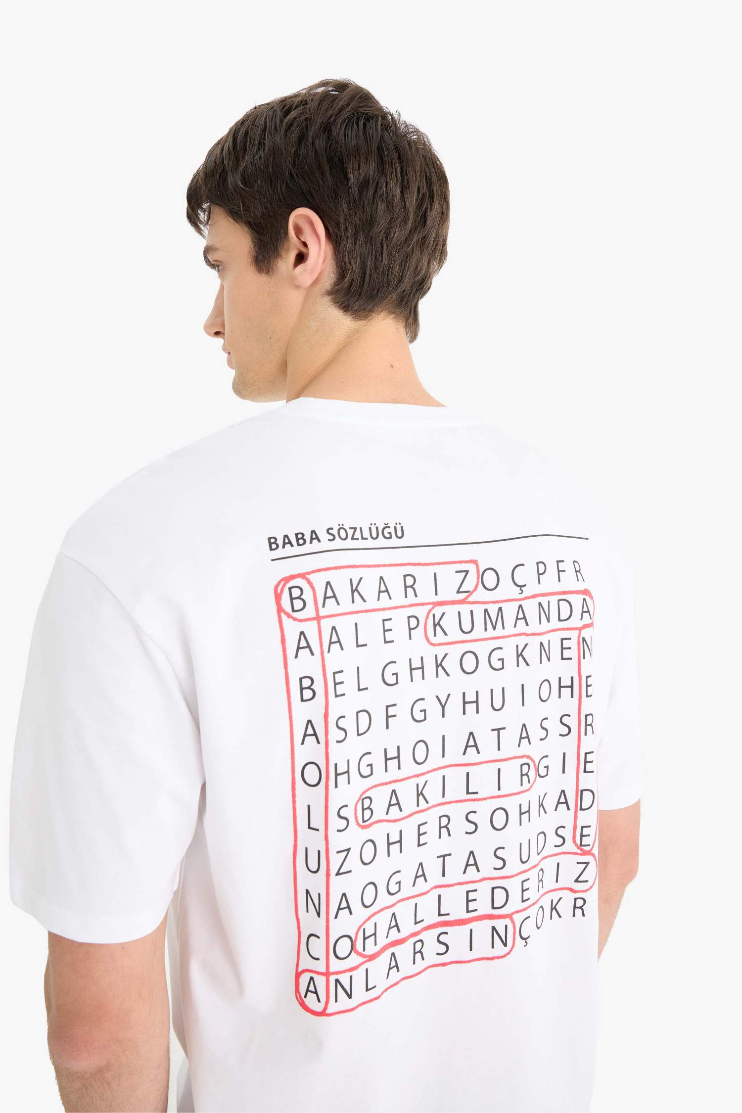 Boxy Fit Crew Neck Back Printed Cotton T-Shirt