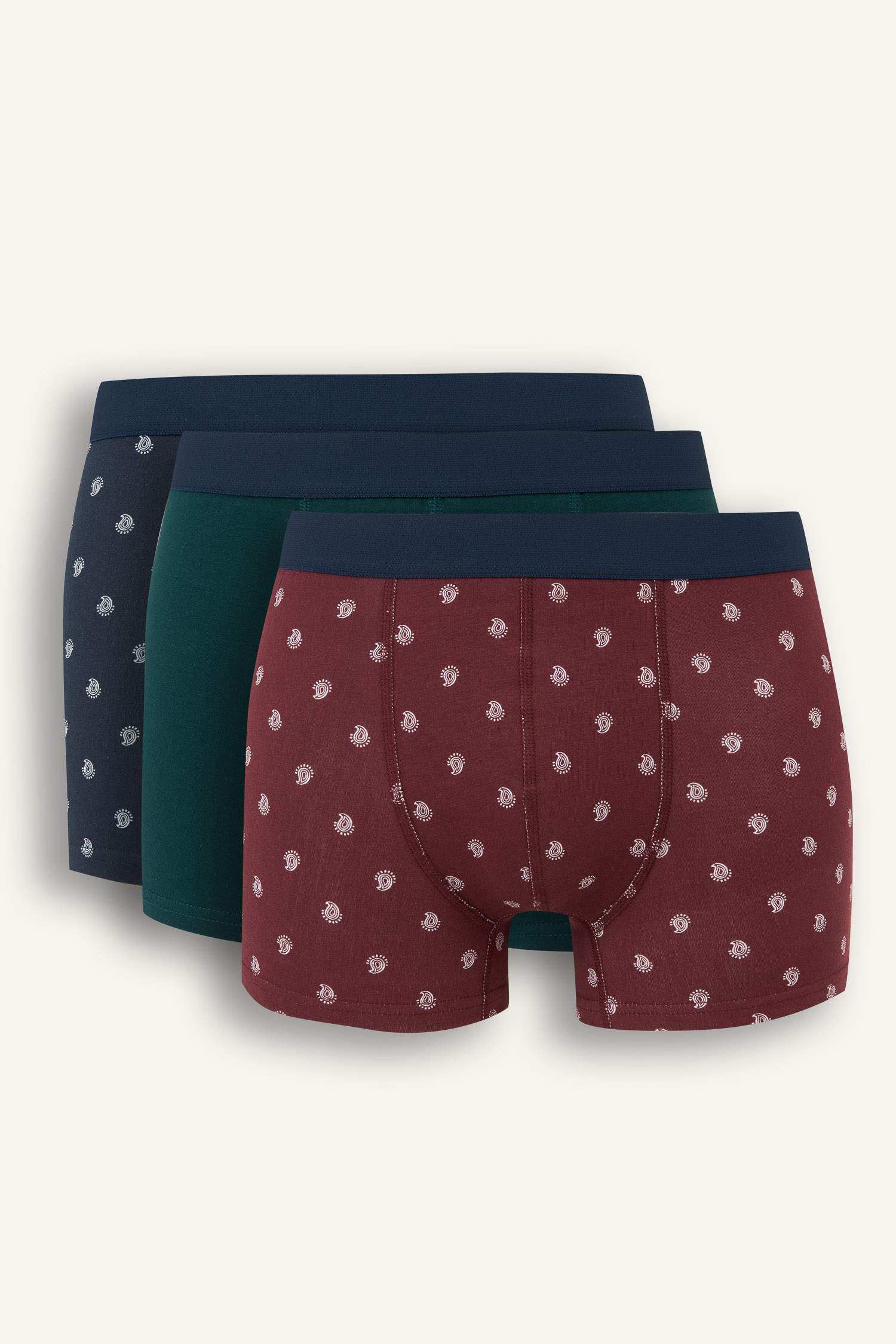 Regular Fit Paisley Pattern 3 Piece Boxers