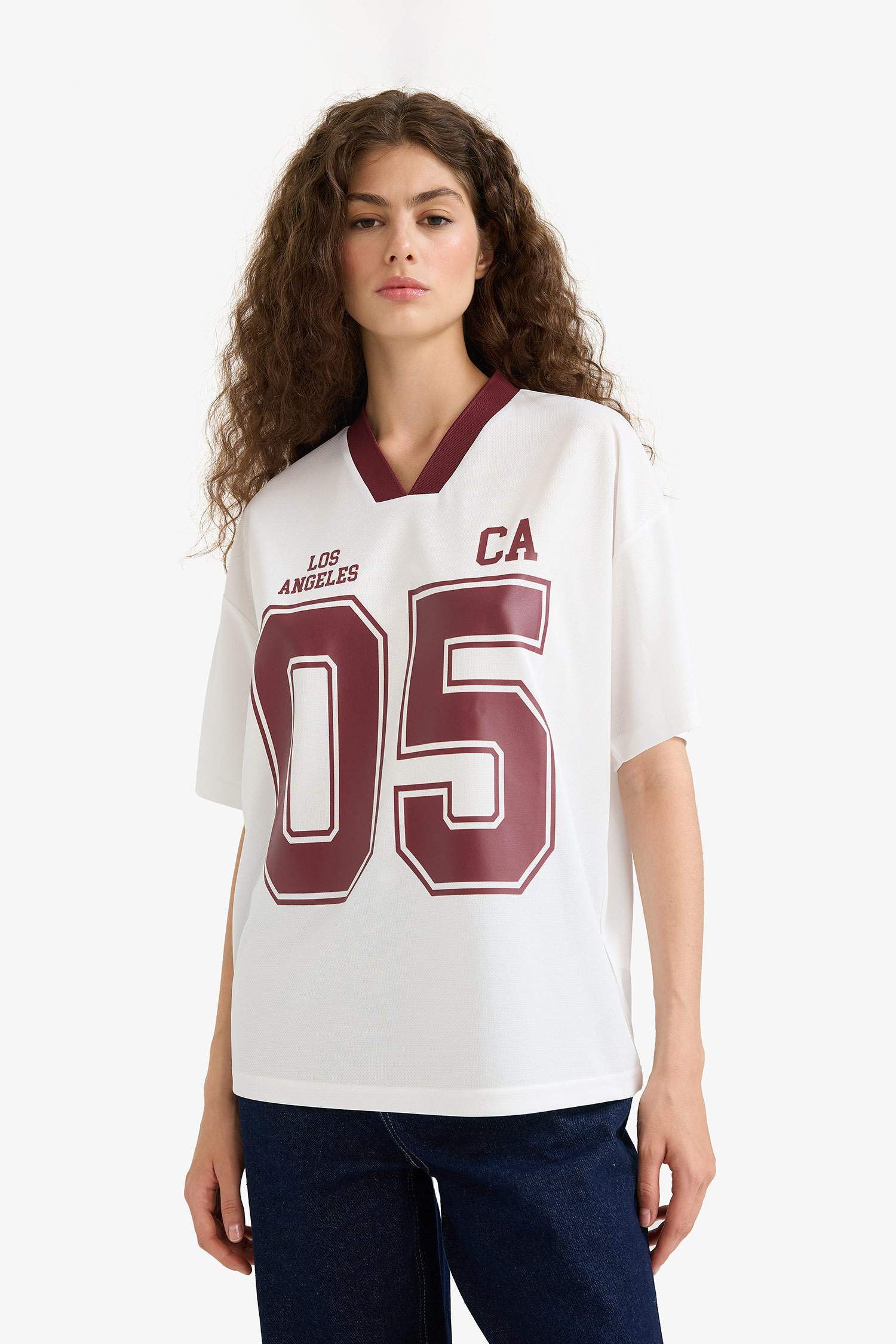 تيشيرت نص ردن اوفر سايز بياخة V