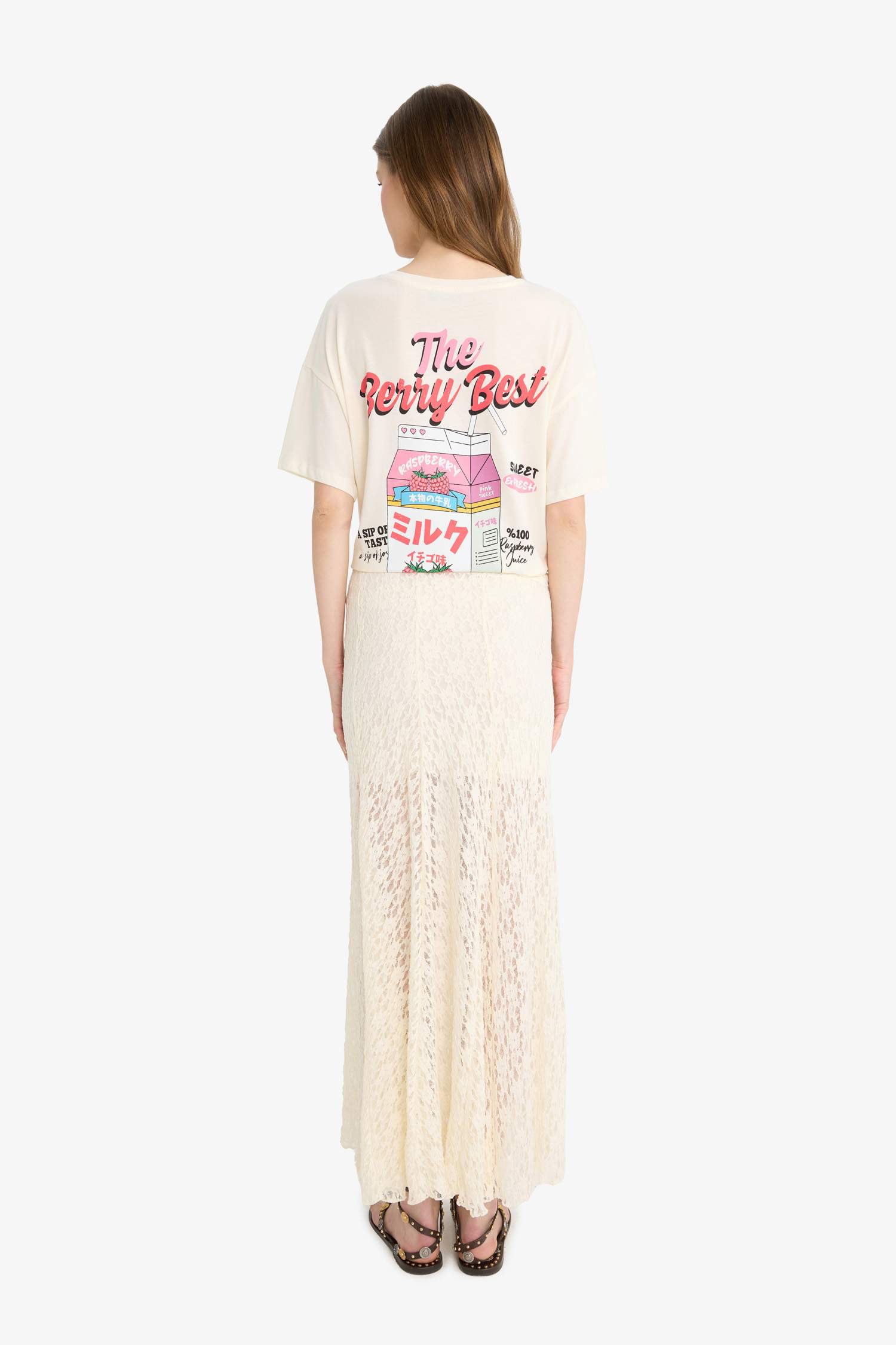 Coool Oversize Geniş Kalıp Bisiklet Yaka Sırt Baskılı Kısa Kollu Tişört