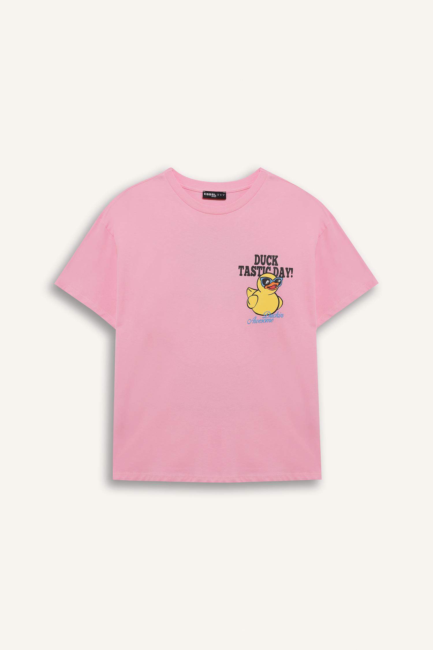 Coool Oversize Geniş Kalıp Bisiklet Yaka Sırt Baskılı Kısa Kollu Tişört