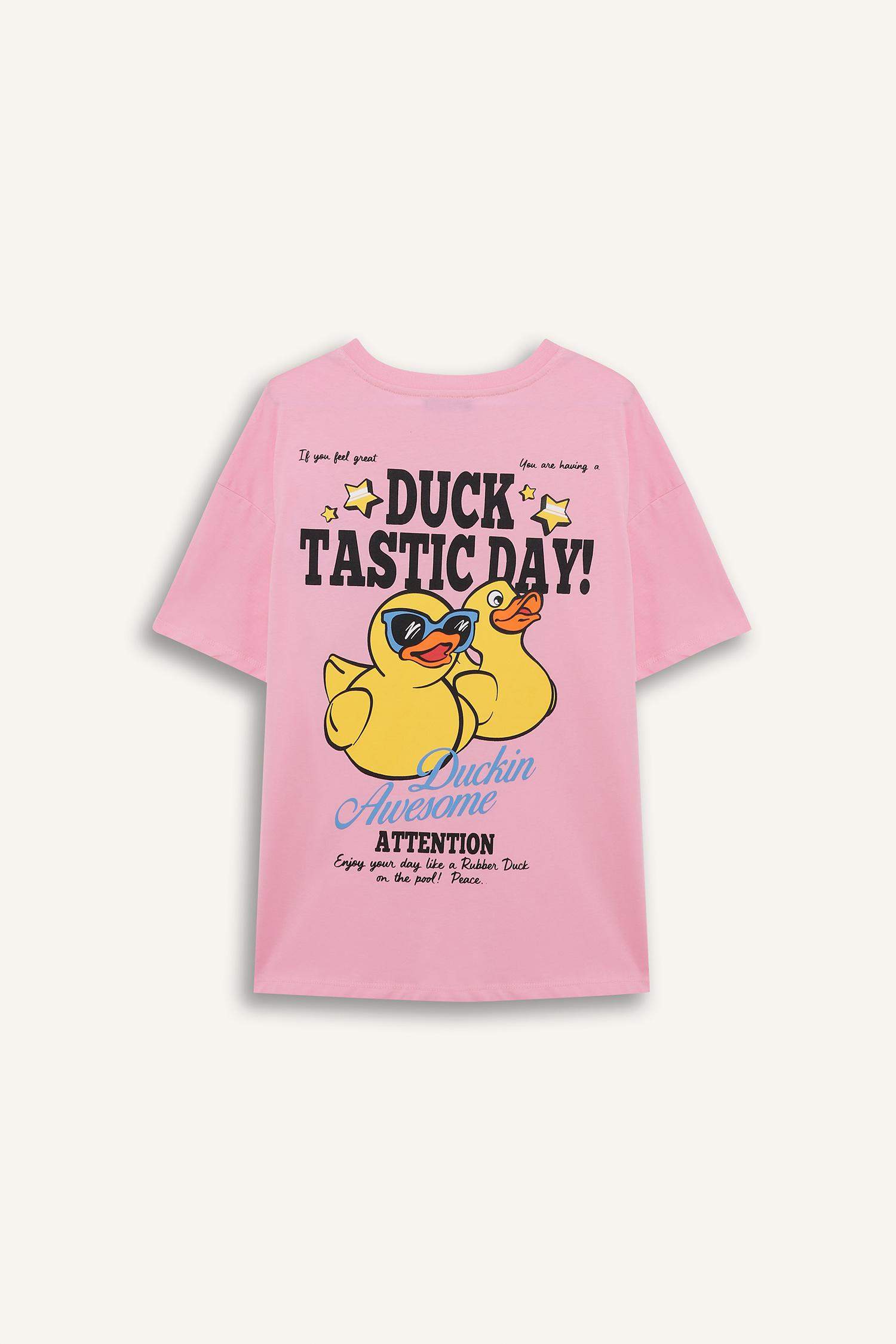 Coool Oversize Geniş Kalıp Bisiklet Yaka Sırt Baskılı Kısa Kollu Tişört