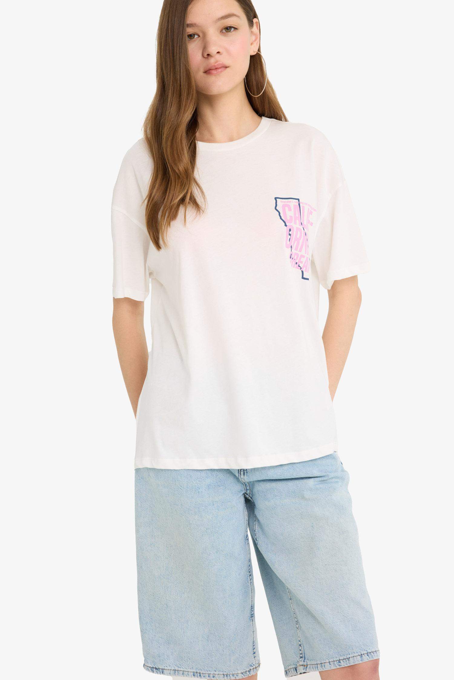 Oversize Fit Crew Neck Printed T-Shirt