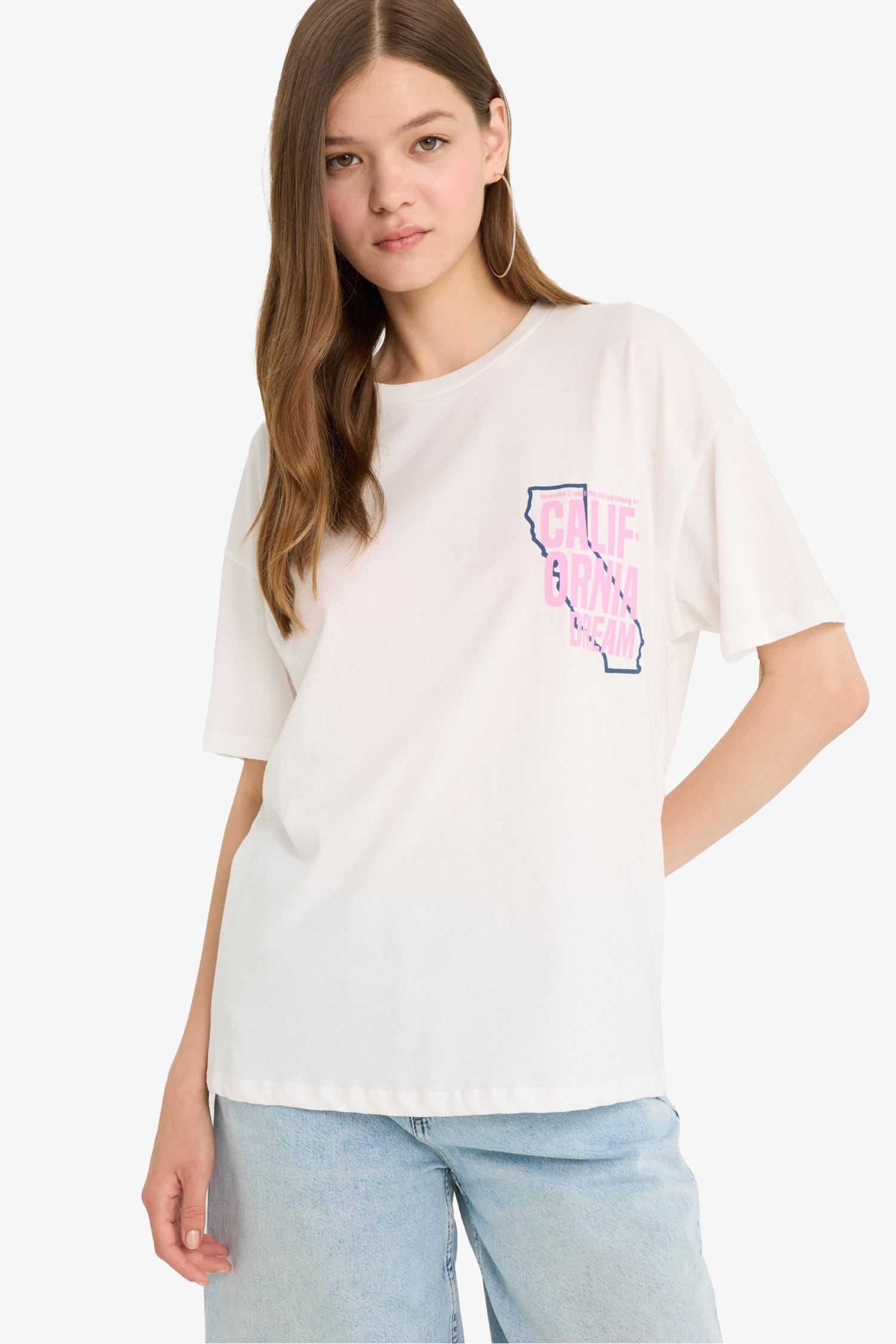 Oversize Fit Crew Neck Printed T-Shirt