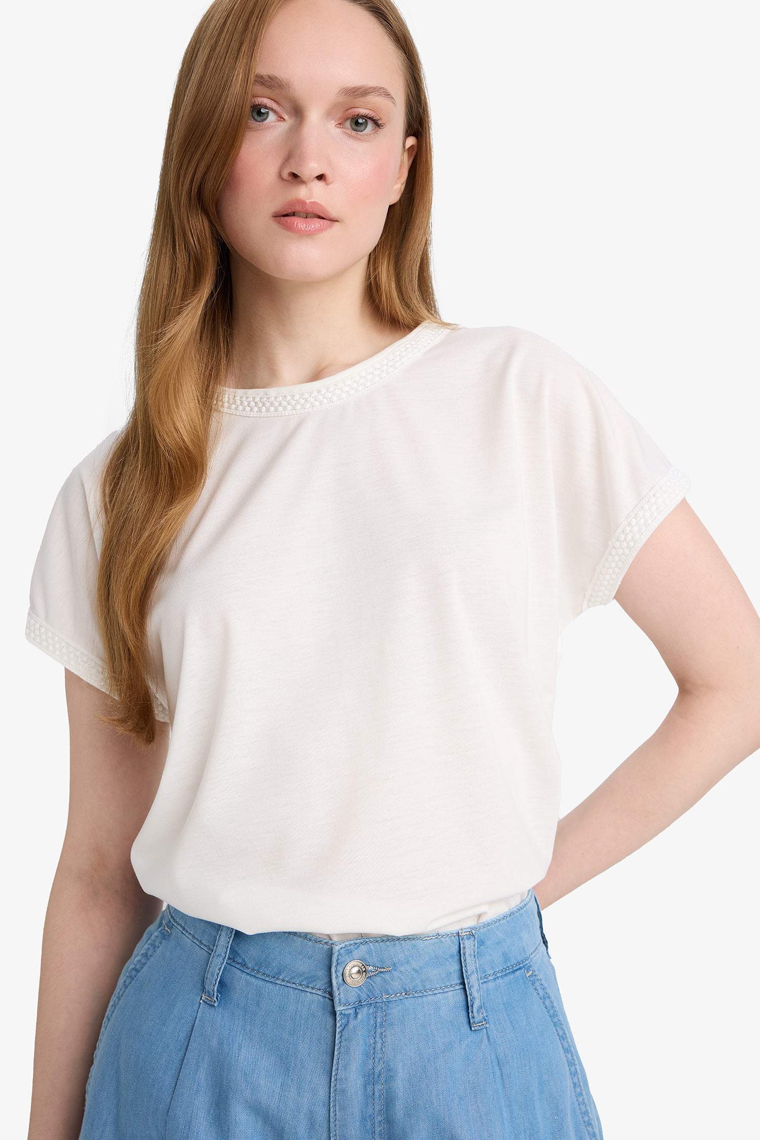 Bisiklet Yaka Basic Düz Kısa Kollu Tişört