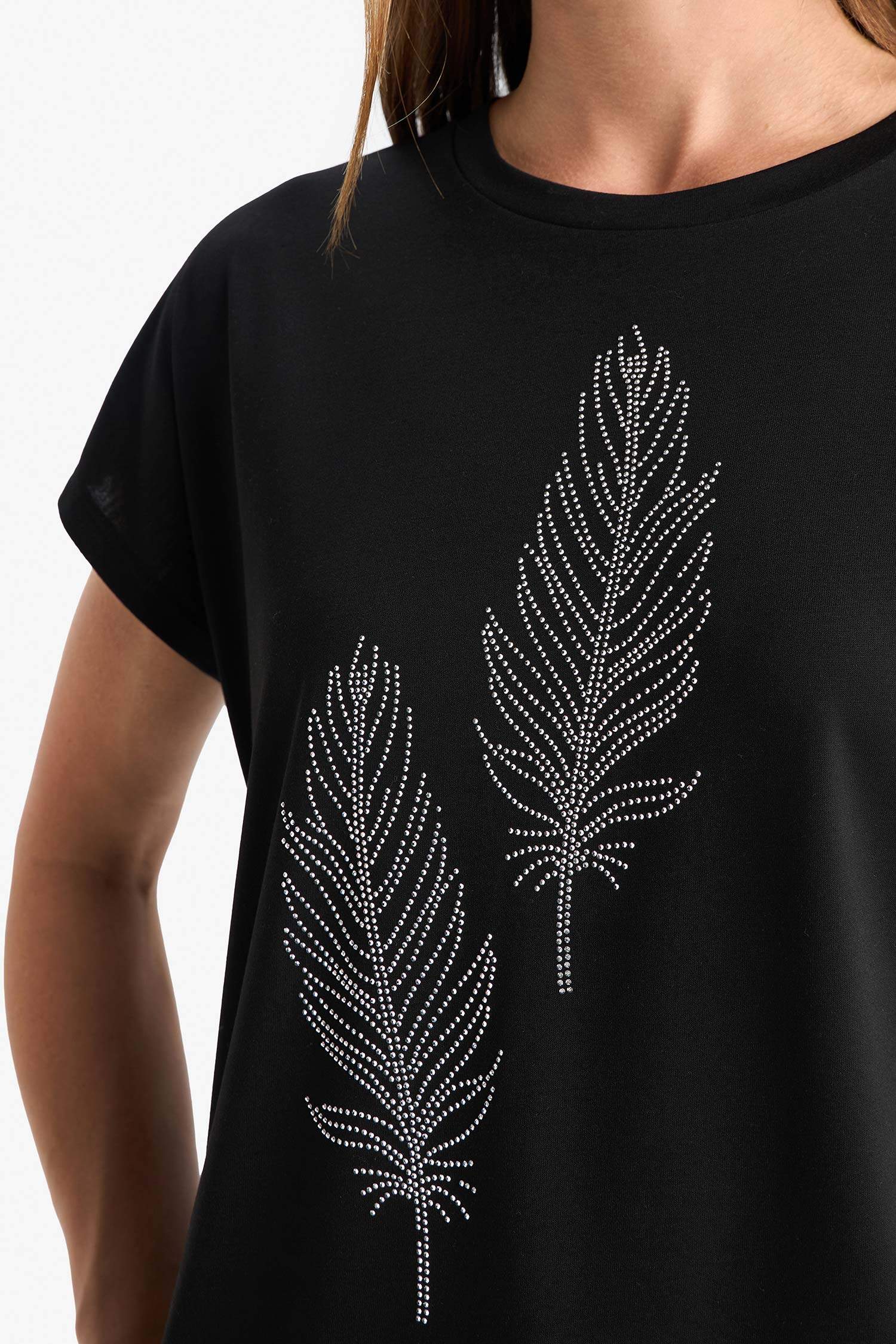 Regular Fit Bisiklet Yaka Baskılı Kısa Kollu Tişört