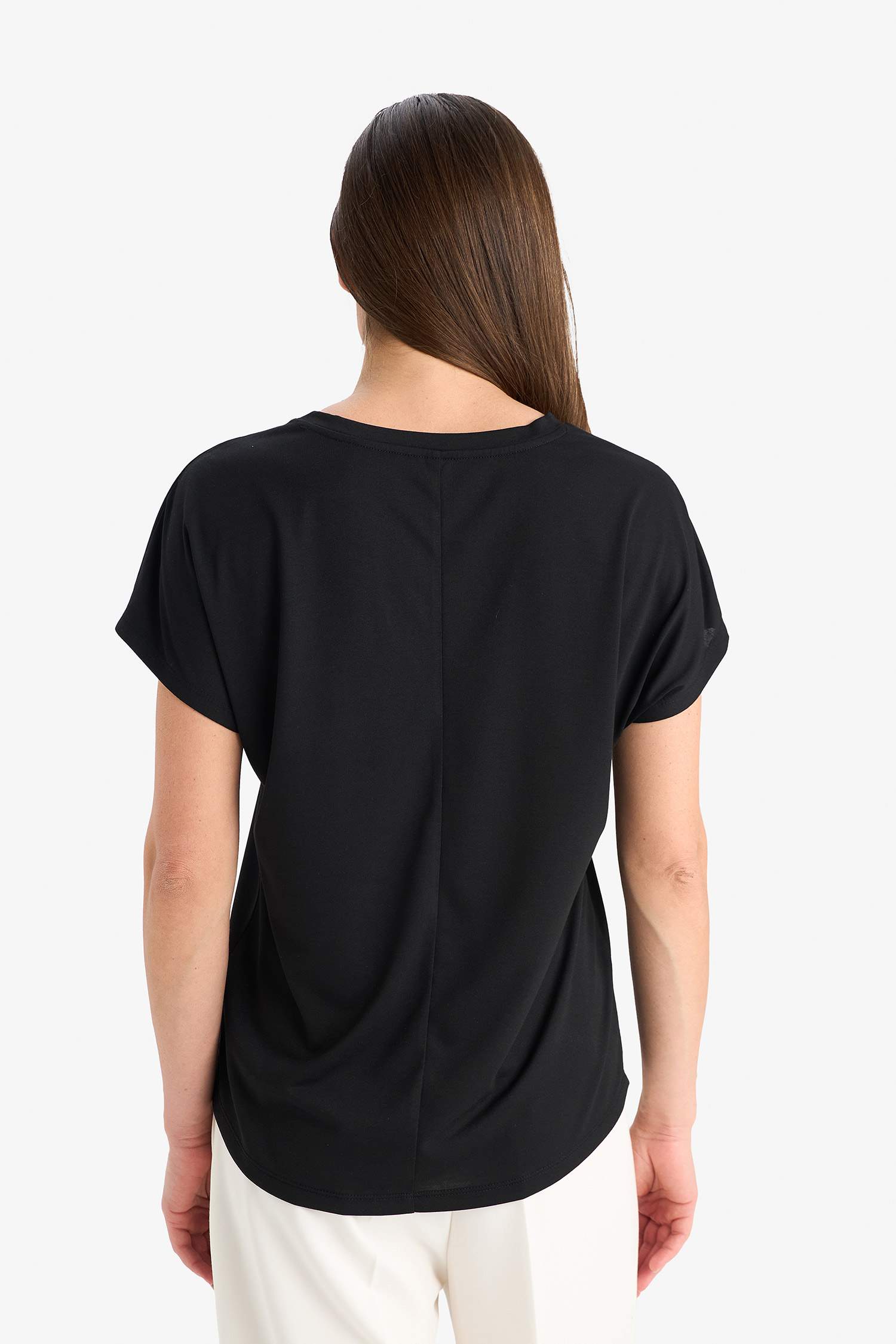 Regular Fit Bisiklet Yaka Baskılı Kısa Kollu Tişört