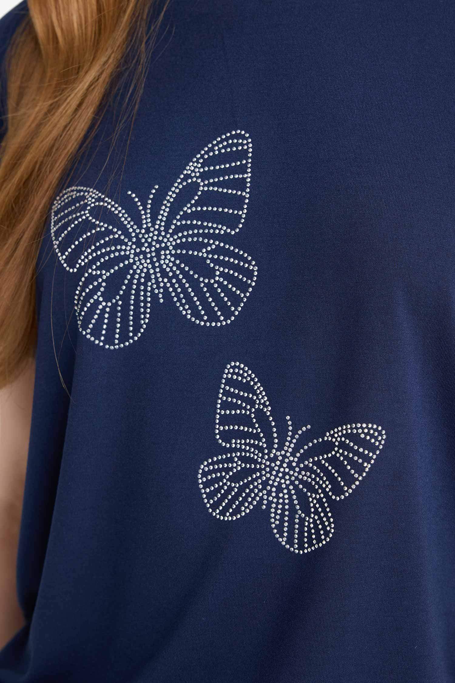 Regular Fit Bisiklet Yaka Baskılı Kısa Kollu Tişört