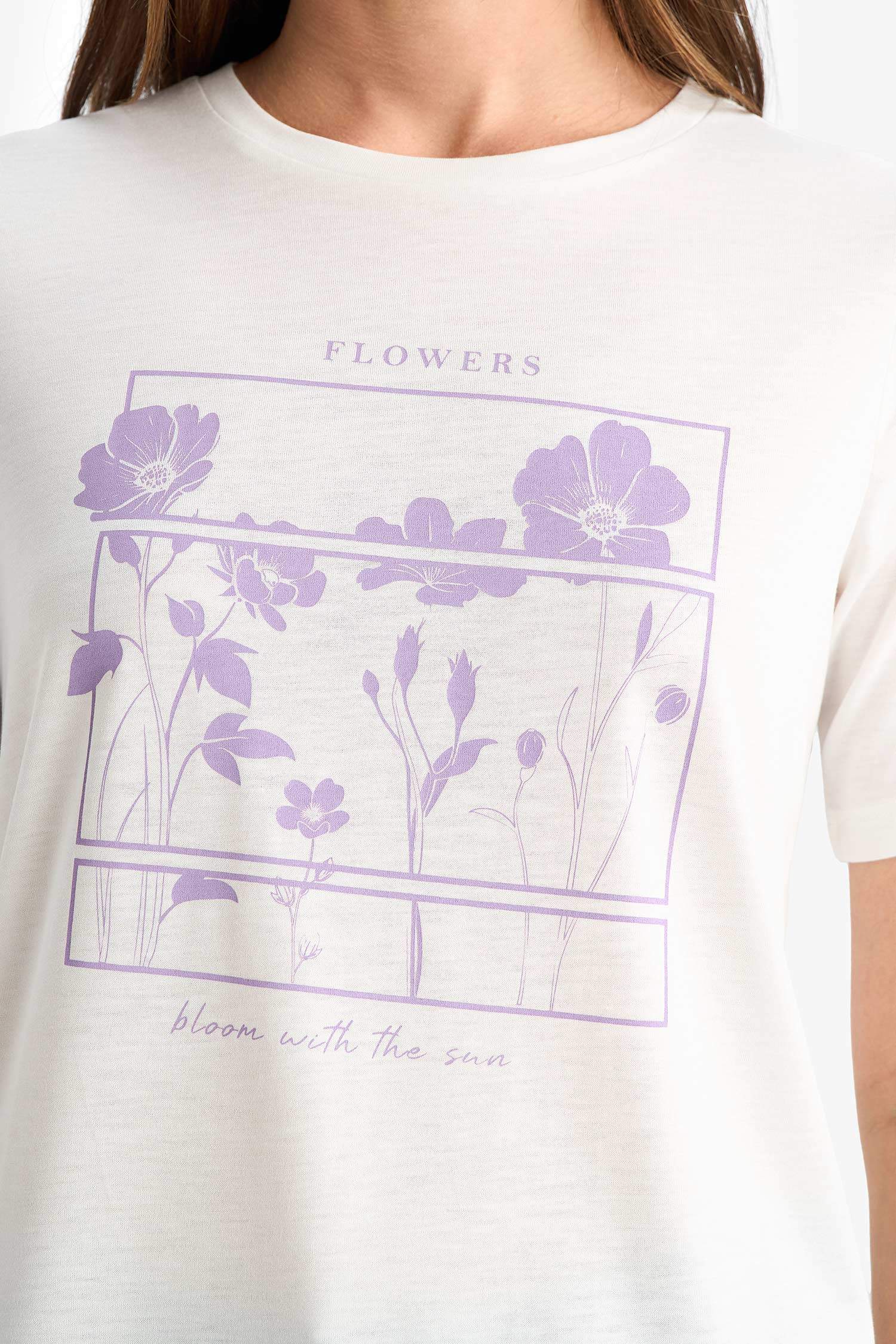 Regular Fit Bisiklet Yaka Baskılı Kısa Kollu Tişört