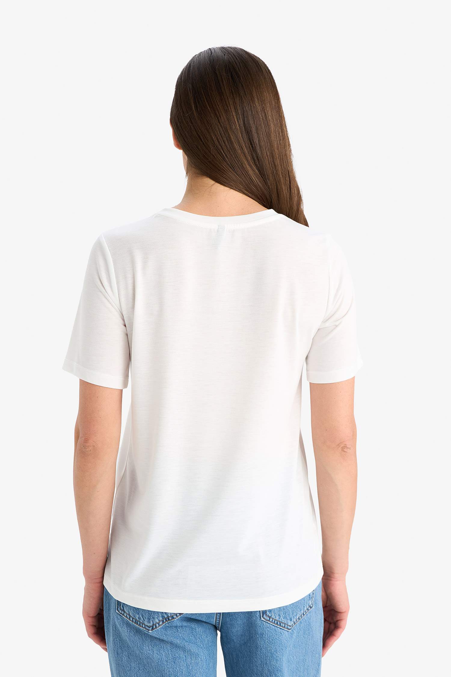 Regular Fit Bisiklet Yaka Baskılı Kısa Kollu Tişört