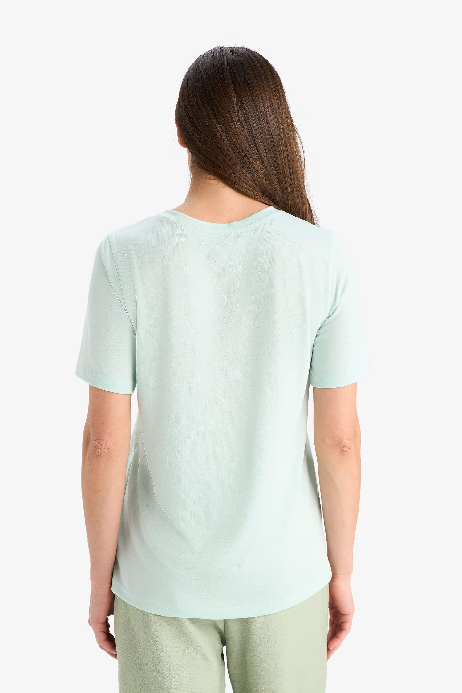 Regular Fit Bisiklet Yaka Baskılı Kısa Kollu Tişört