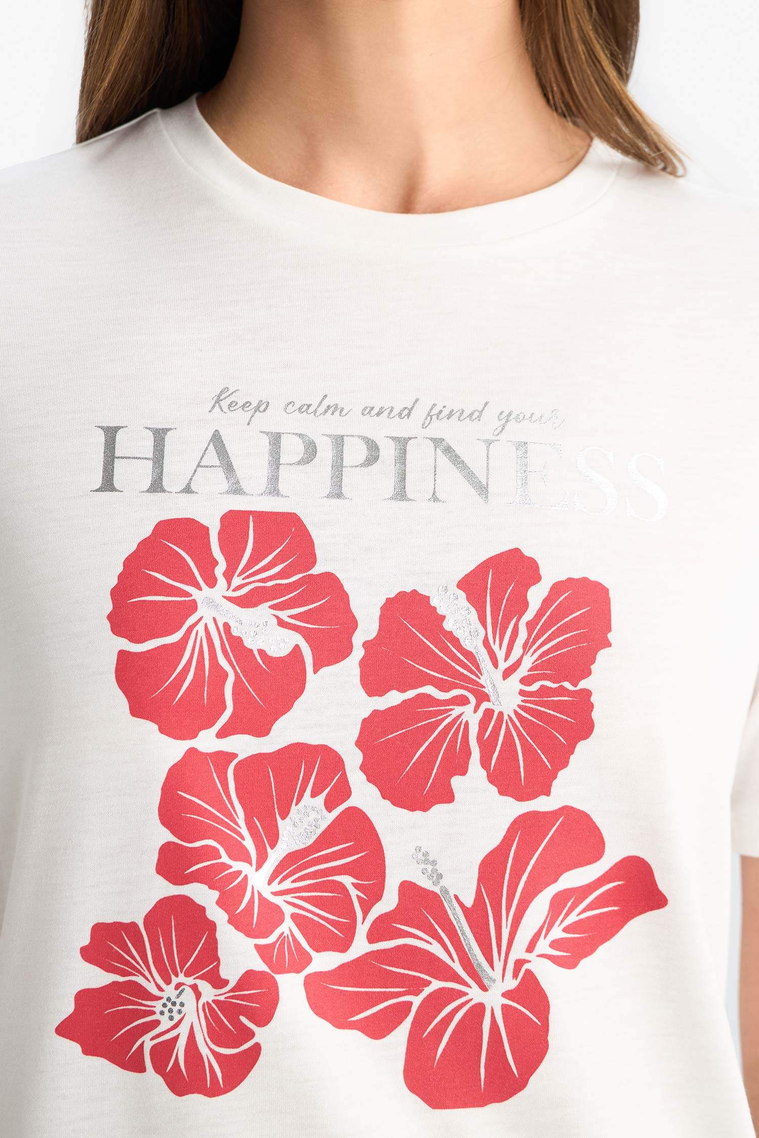 Regular Fit Bisiklet Yaka Baskılı Kısa Kollu Tişört