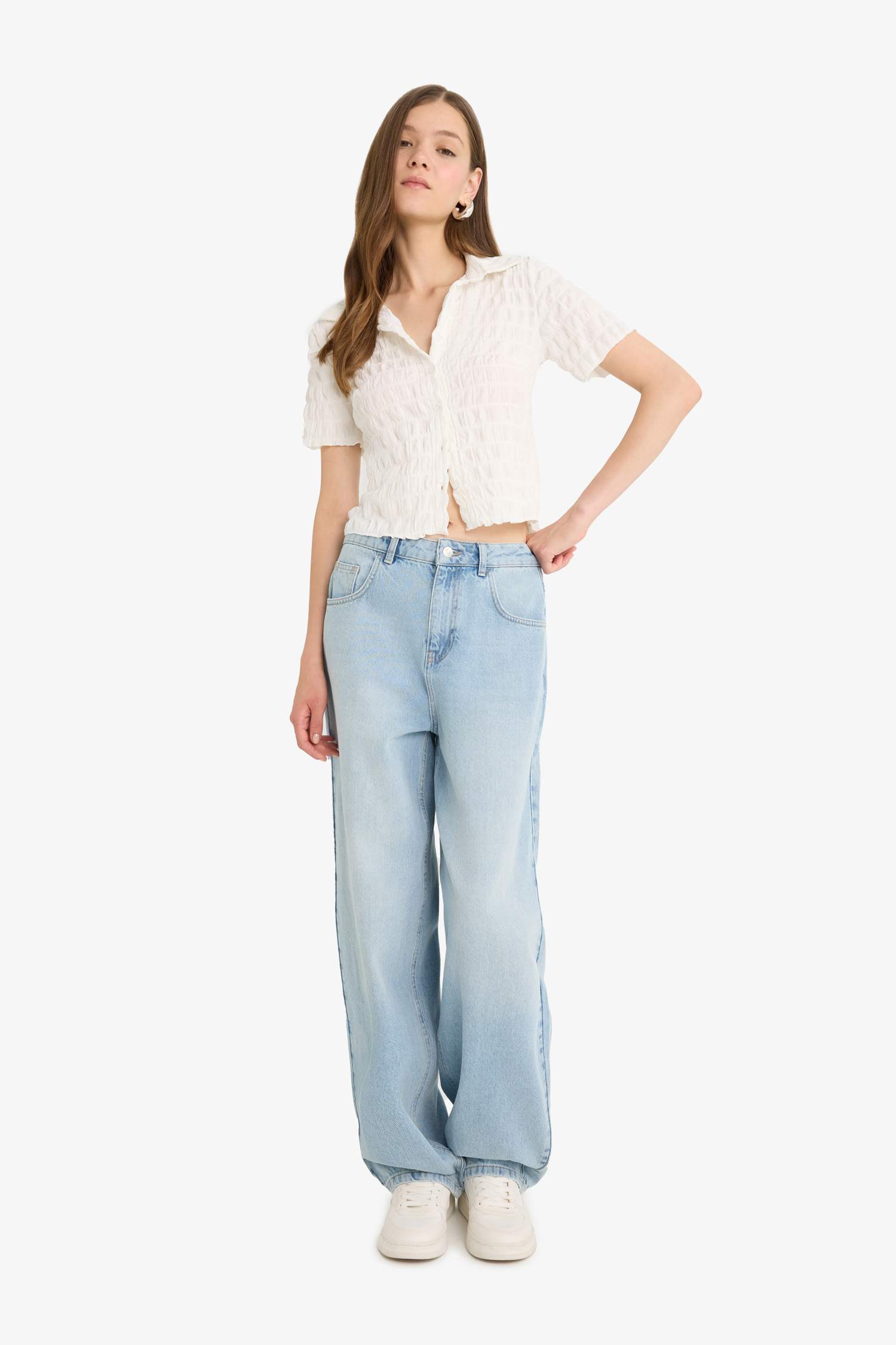 Приталенная рубашка Coool с текстурой и короткими рукавами