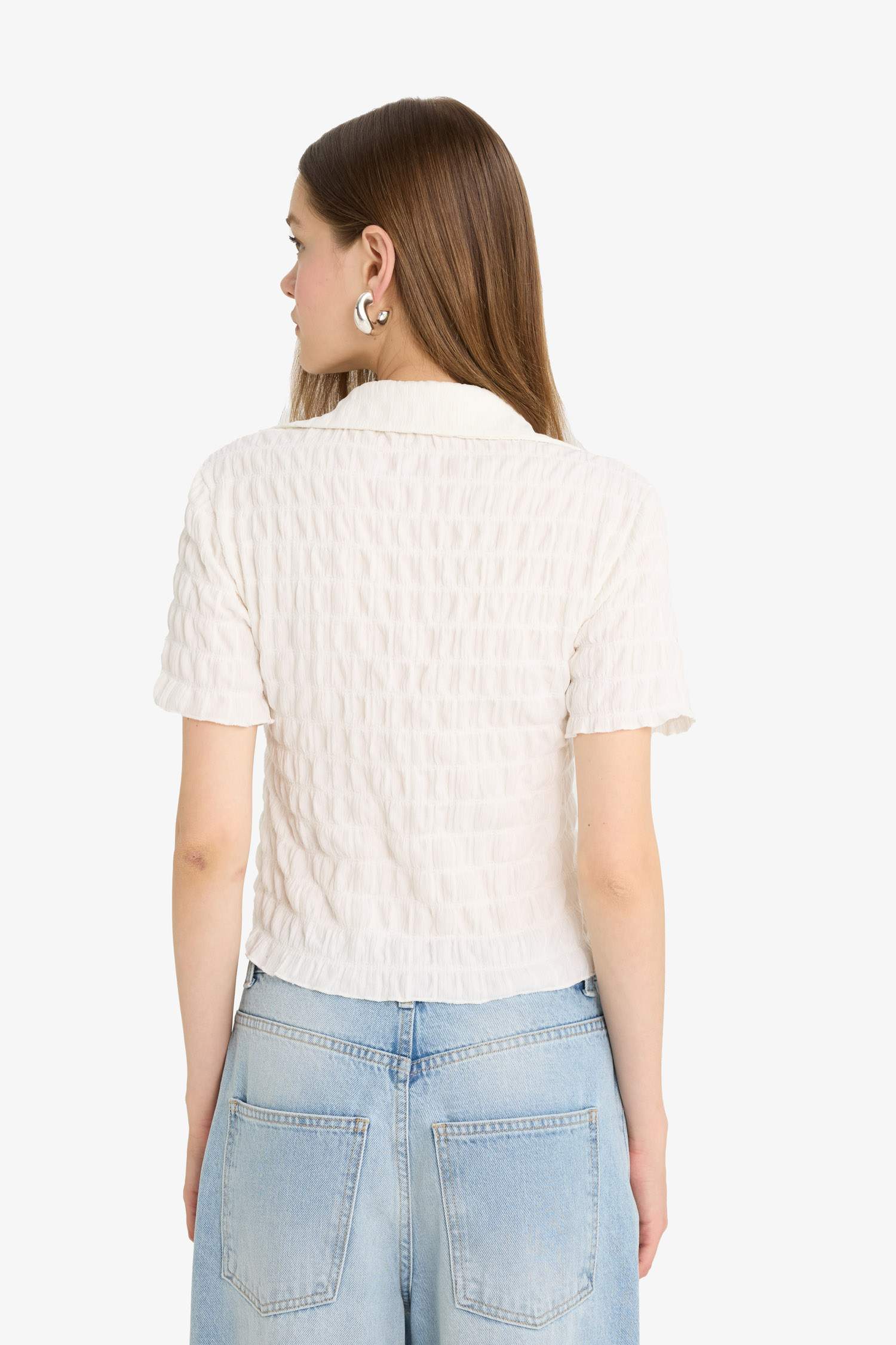 Приталенная рубашка Coool с текстурой и короткими рукавами