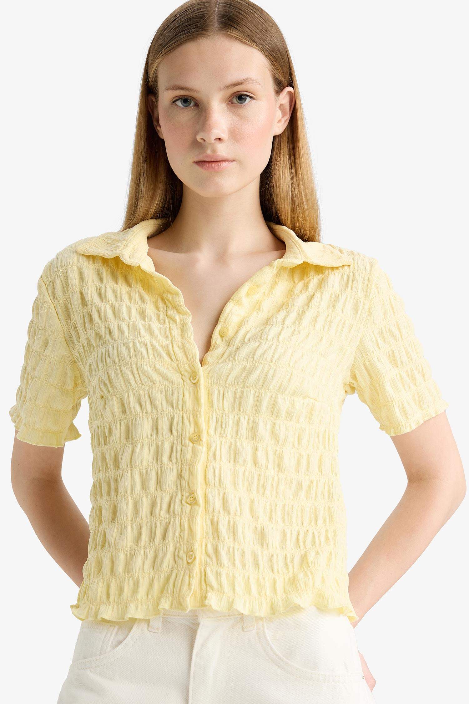 Coool Приталенная текстурированная рубашка с коротким рукавом