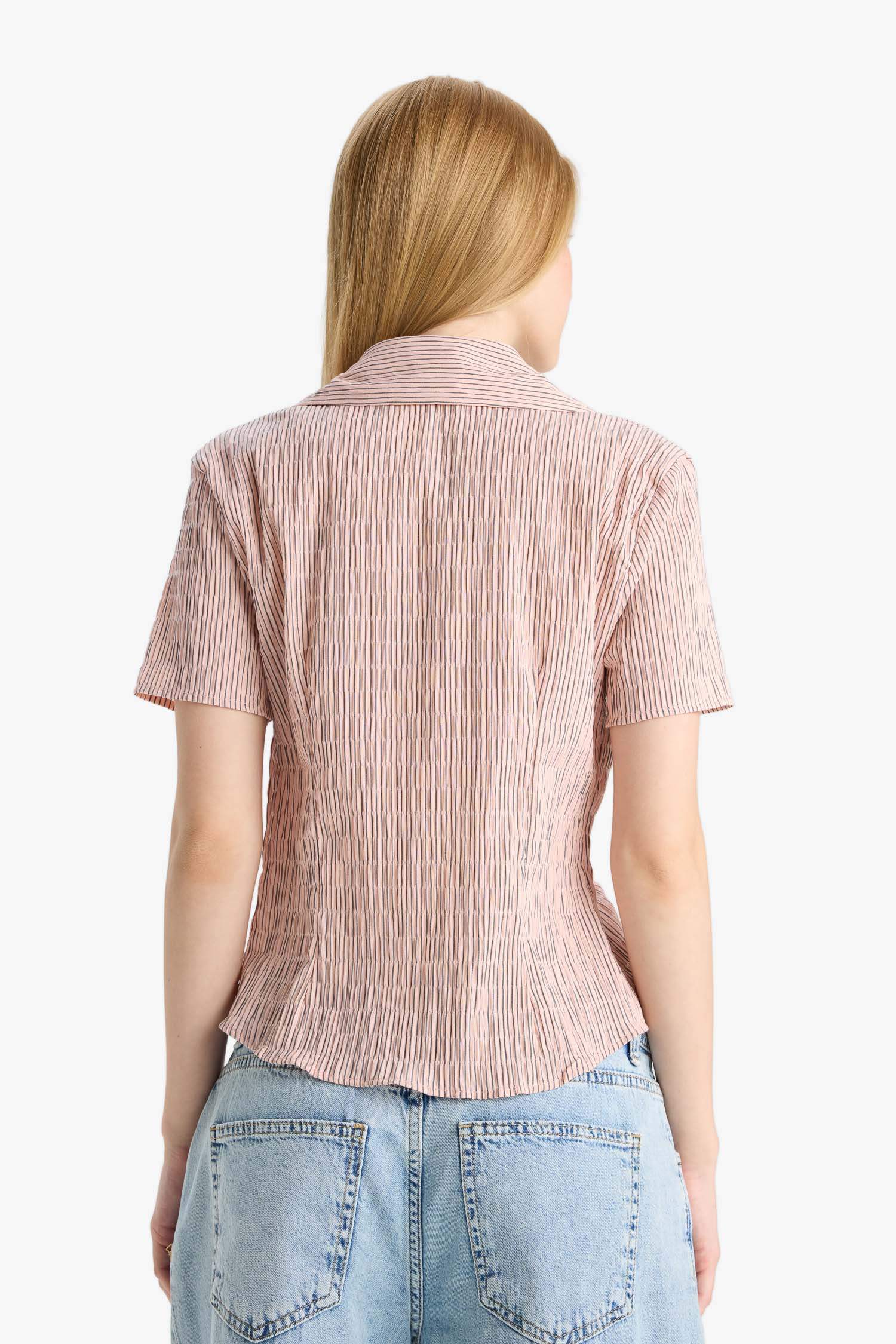 Coool Fitted Dokulu Kısa Kollu Gömlek