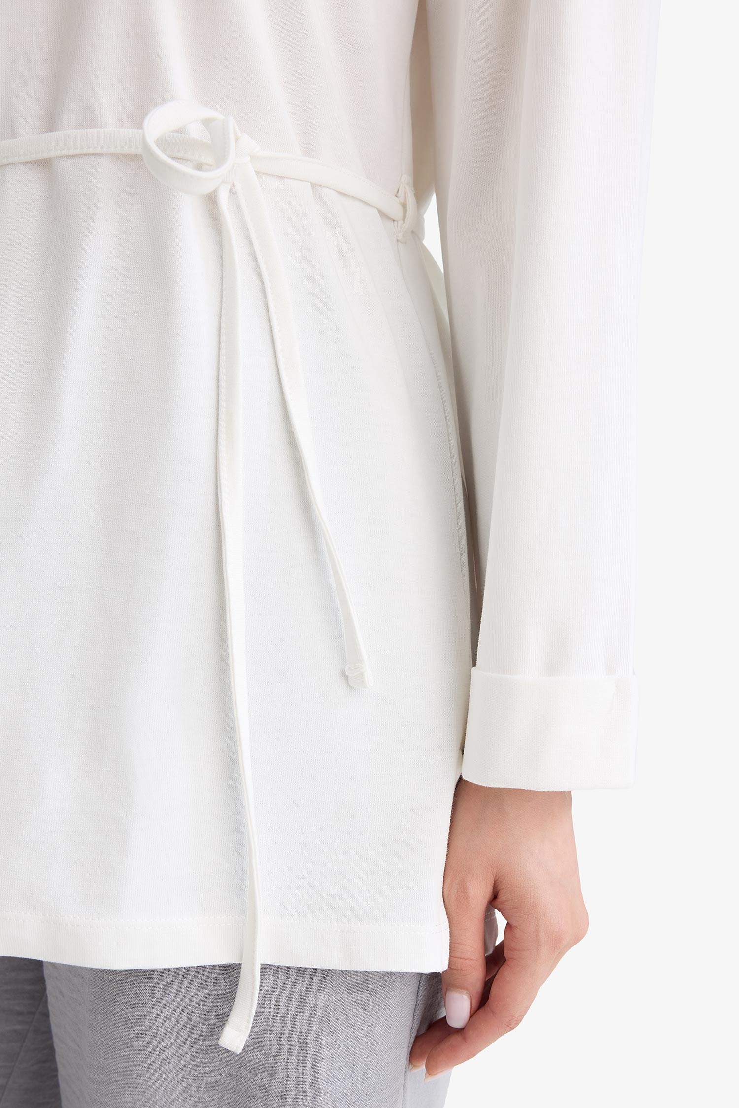 تونيكة كم طويل قصة فضفاضة بياقة مستديرة