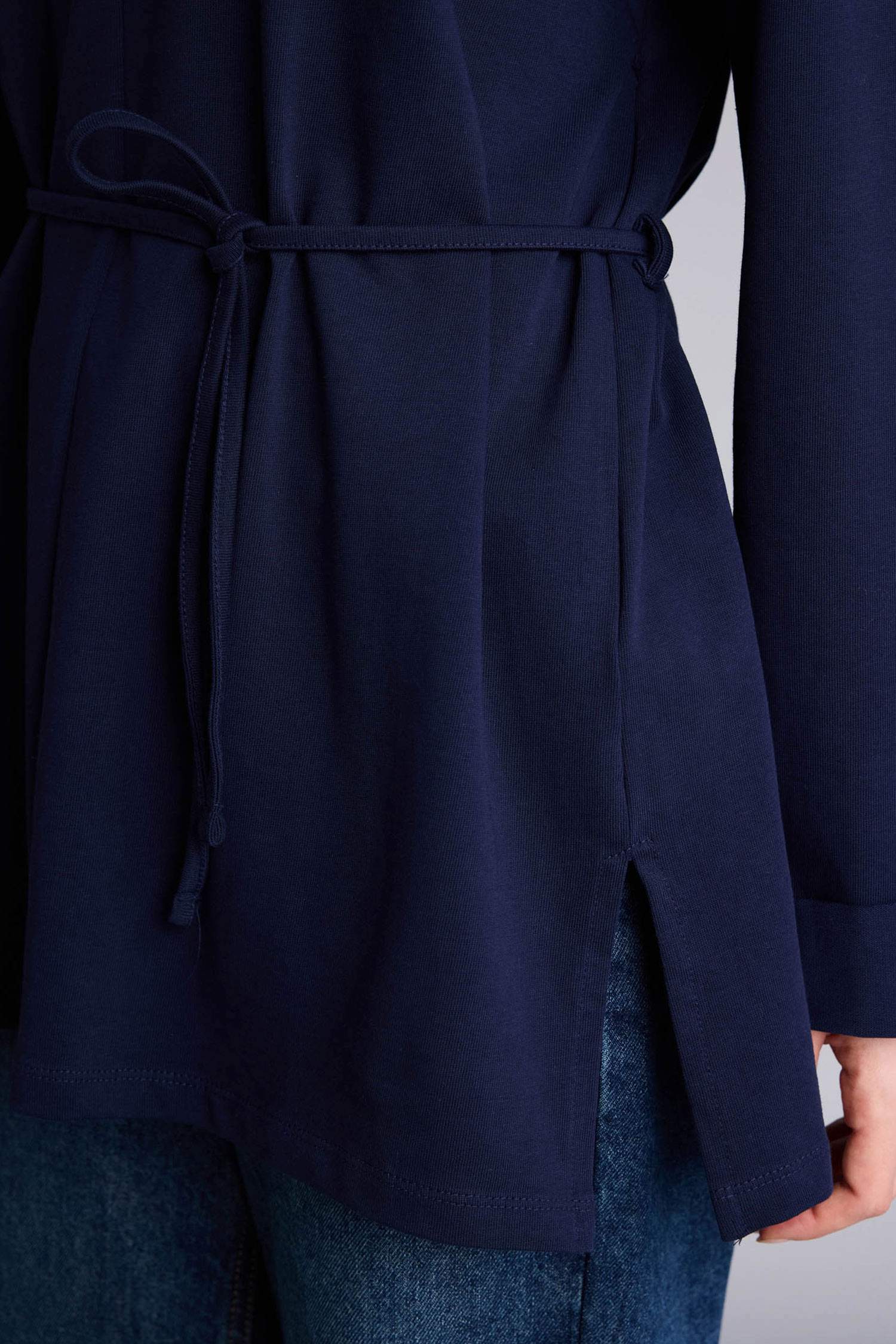 تونيك كم طويل قصة فضفاضة بياقة مستديرة