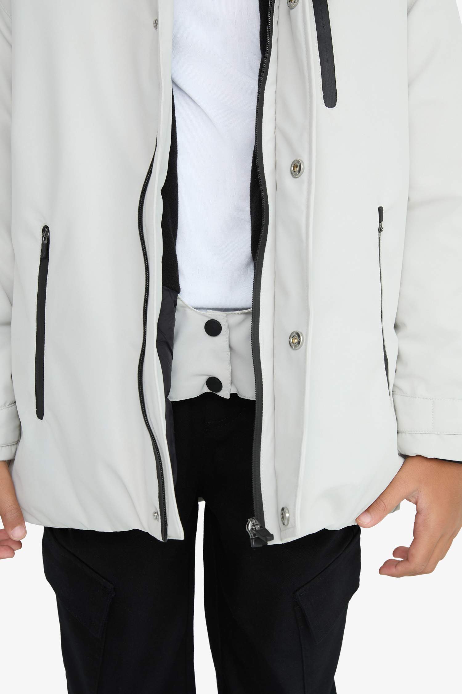 Erkek Çocuk Su İtici Kapüşonlu Polar Astarlı Mont