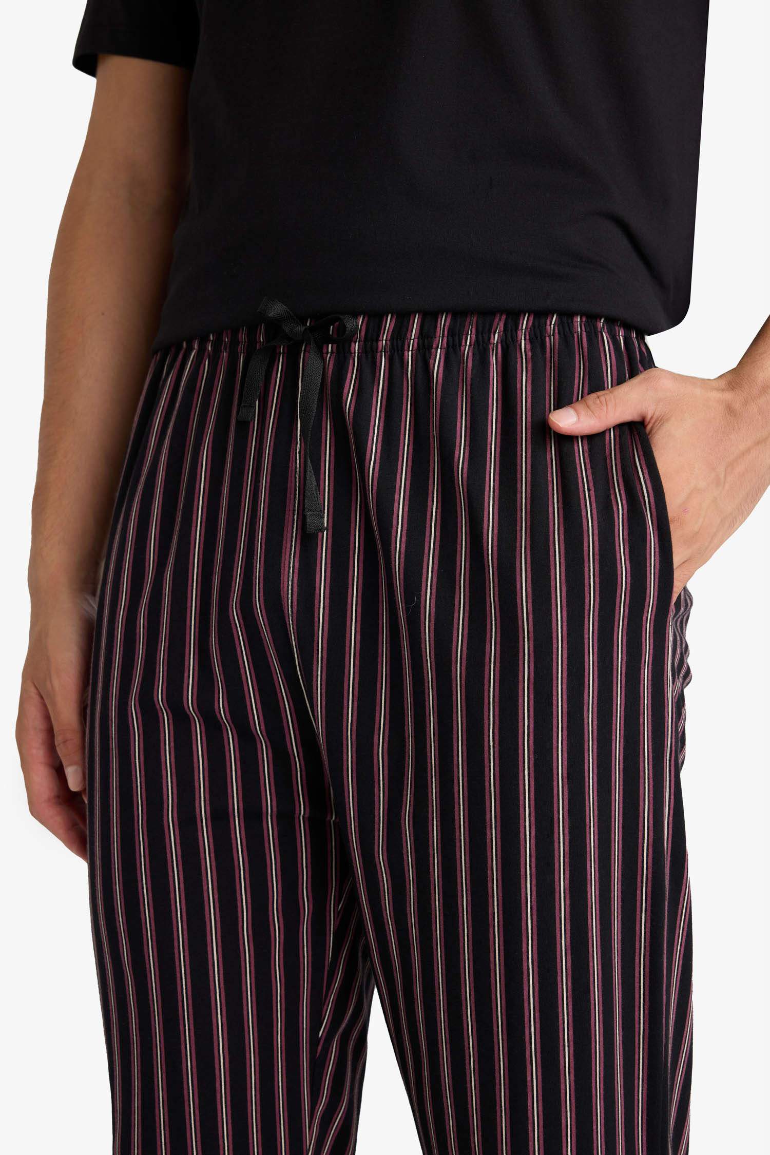 Pijama Takımı Regular Fit Kısa Kollu Üst Çizgili Uzun Alt